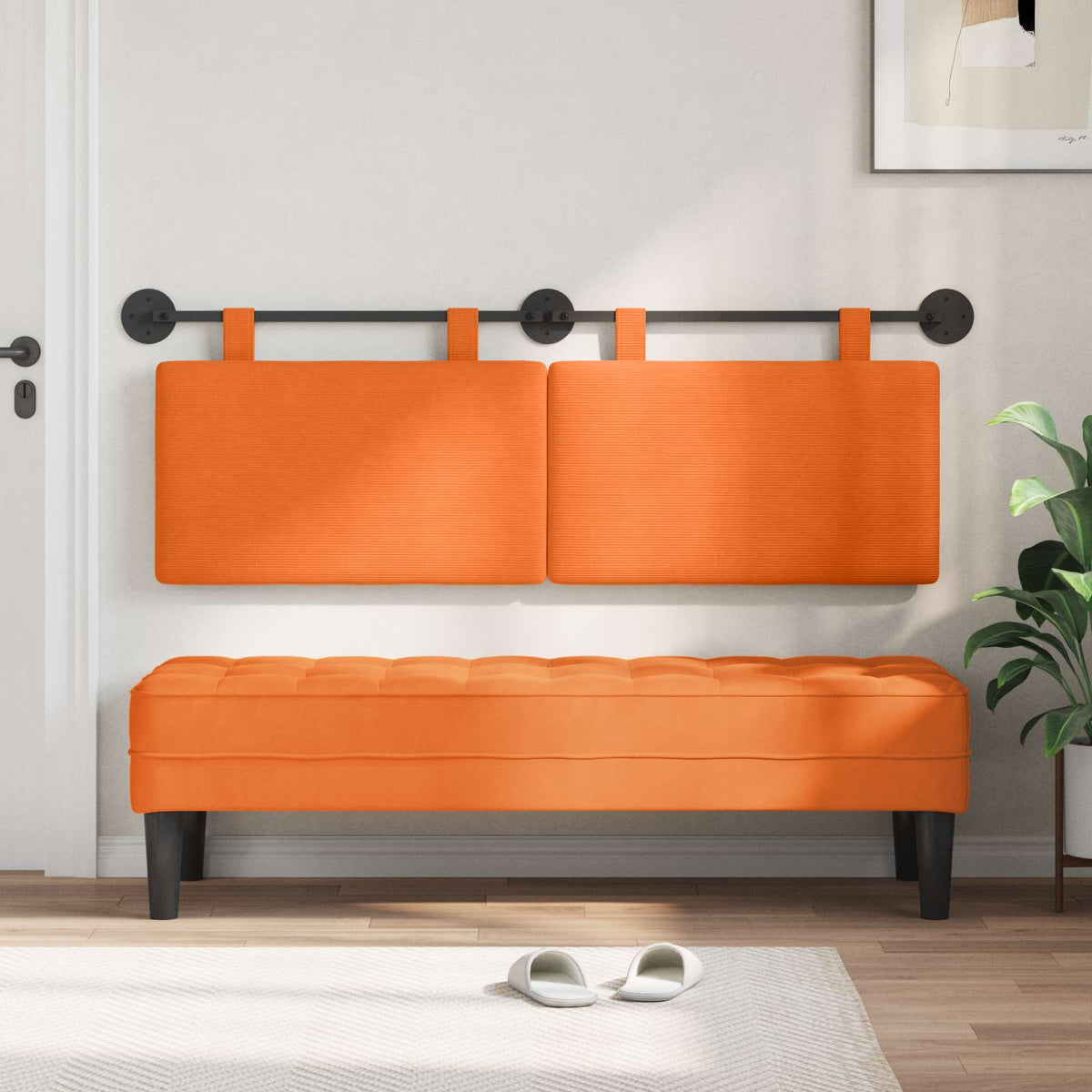 Hængende sengegavl Orange Velourstof