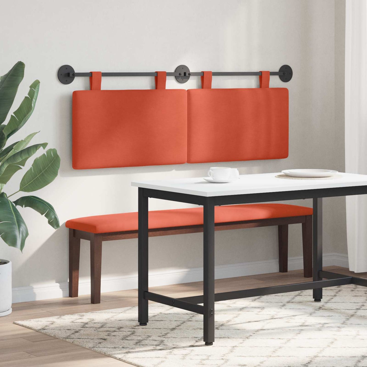 Hængende sengegavl Rød orange Velourstof