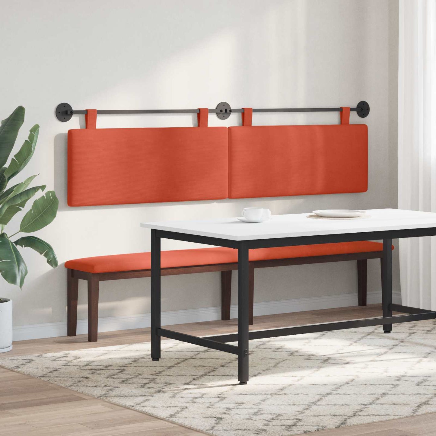 Hængende sengegavl Rød orange Velourstof