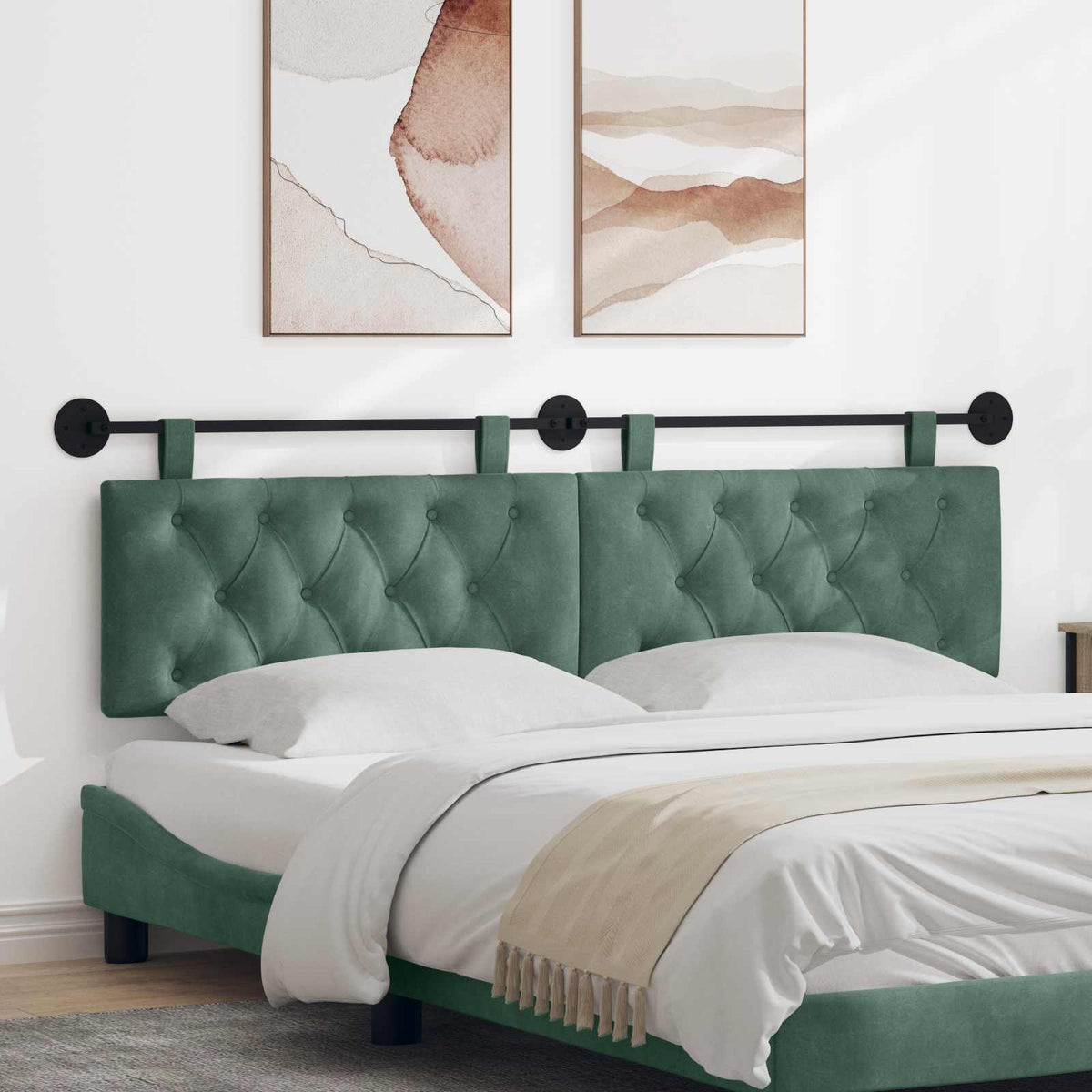 Hængende sengegavl Havgrøn Fløjl