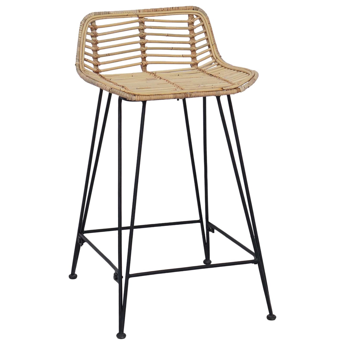 Barbænk 2 stk. Naturfarvet 44 x 45 x 76 cm Rattan og Stål