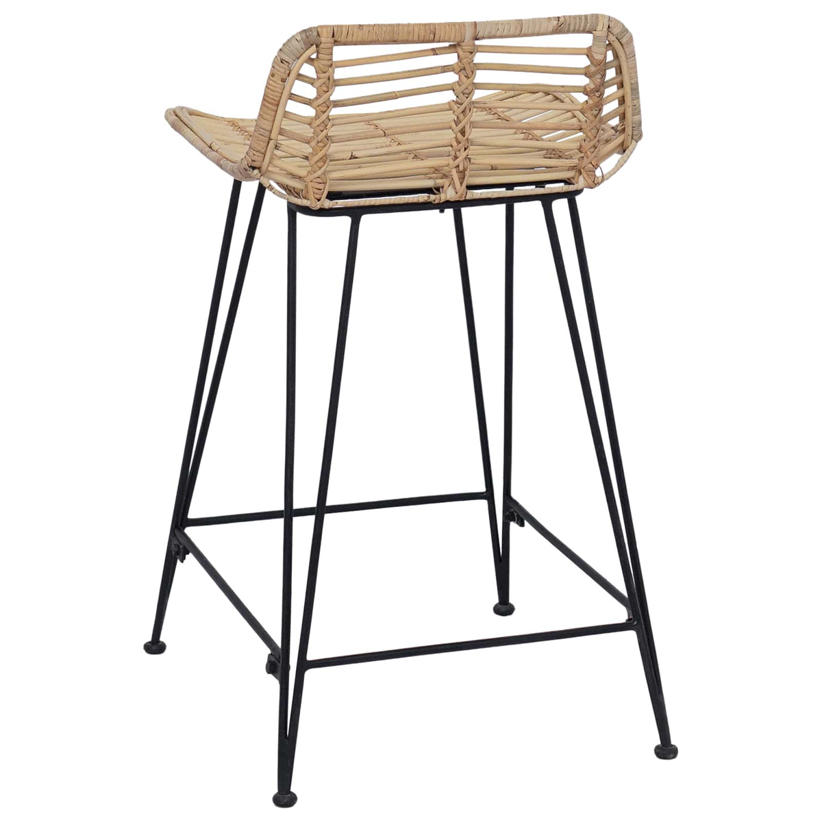 Barbænk 2 stk. Naturfarvet 44 x 45 x 76 cm Rattan og Stål