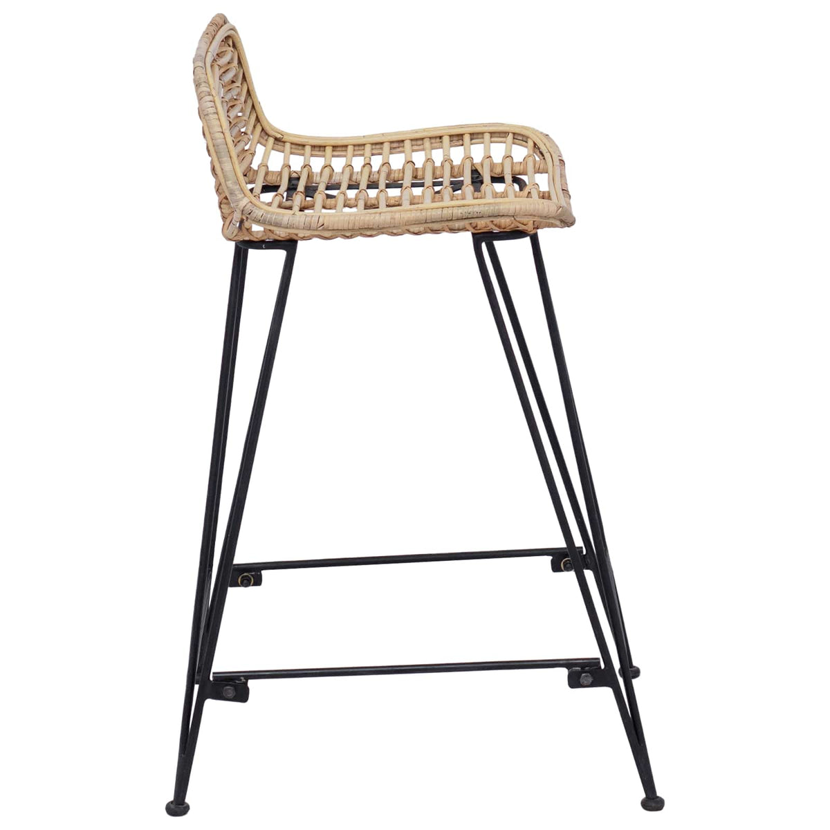 Barbænk 2 stk. Naturfarvet 44 x 45 x 76 cm Rattan og Stål