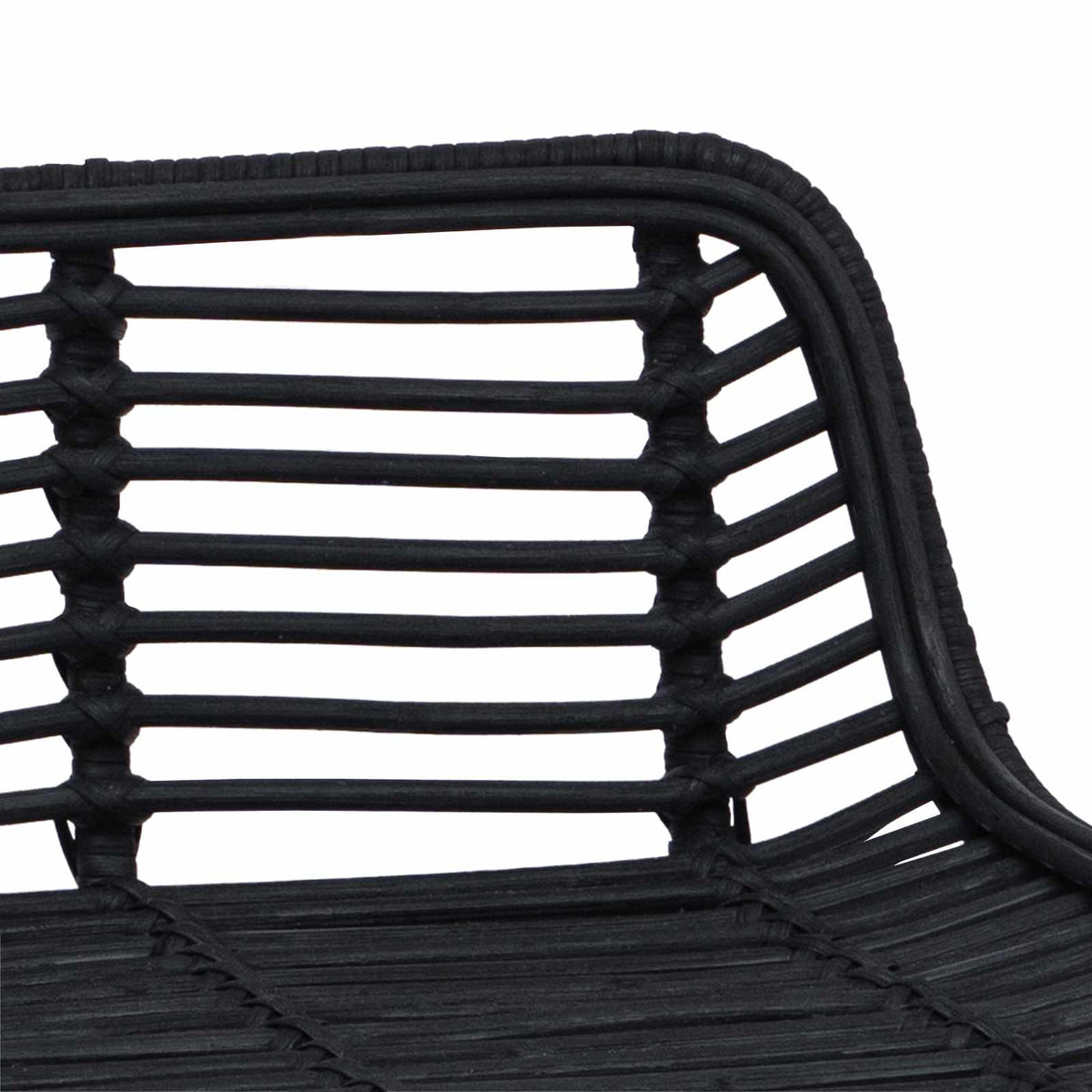 Barbænk 2 stk. Sort 44 x 45 x 76 cm Rattan og Stål