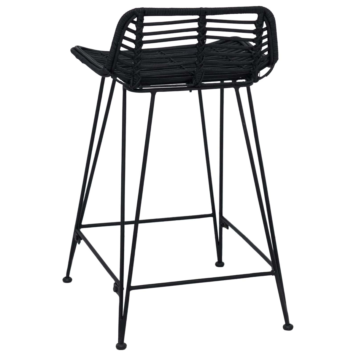 Barbænk 2 stk. Sort 44 x 45 x 76 cm Rattan og Stål