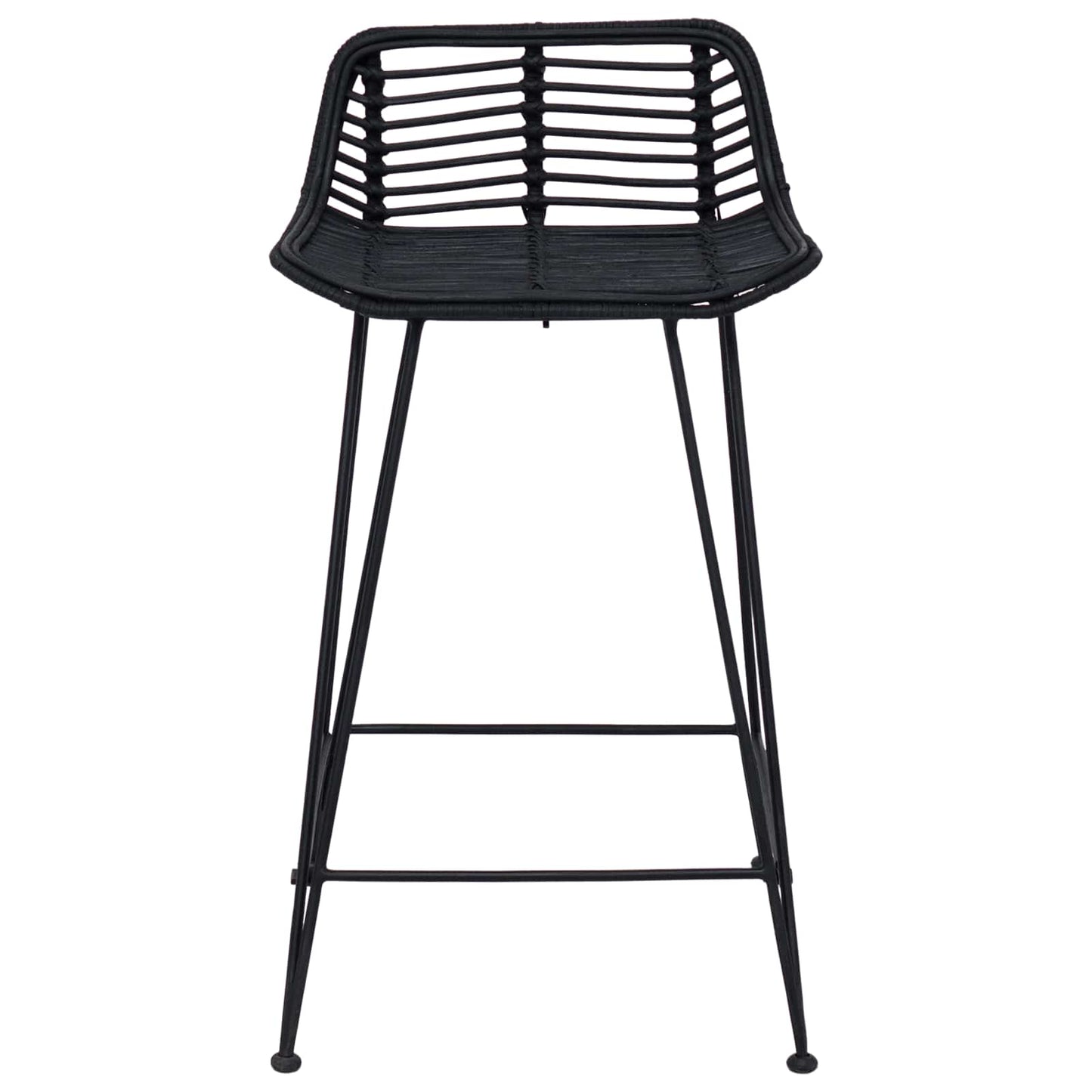 Barbænk 2 stk. Sort 44 x 45 x 76 cm Rattan og Stål