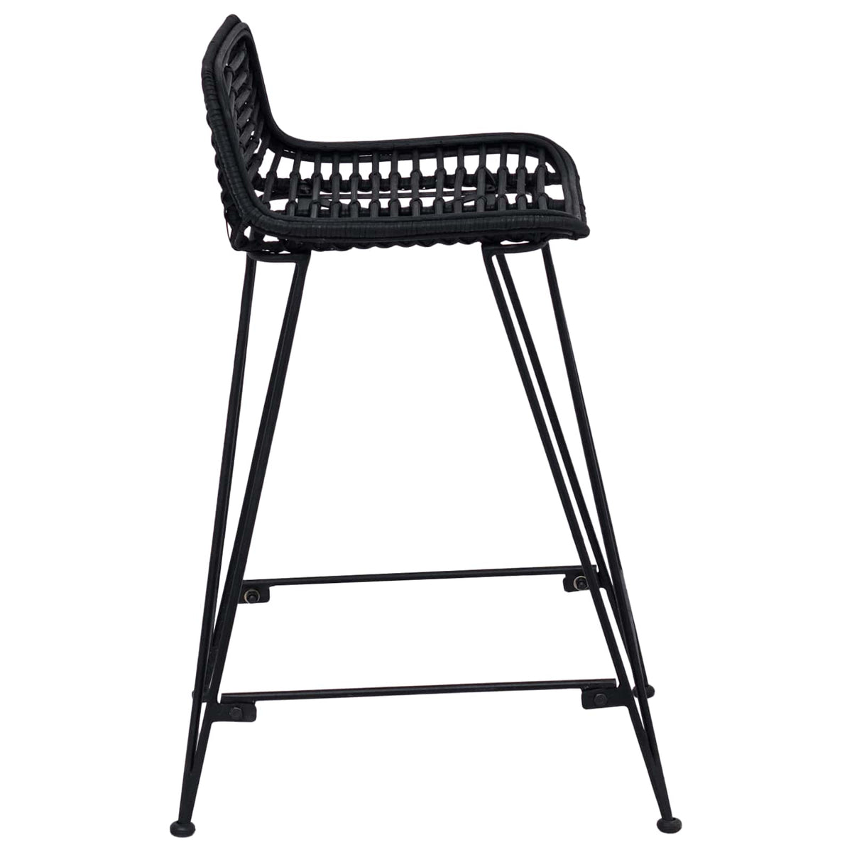 Barbænk 2 stk. Sort 44 x 45 x 76 cm Rattan og Stål
