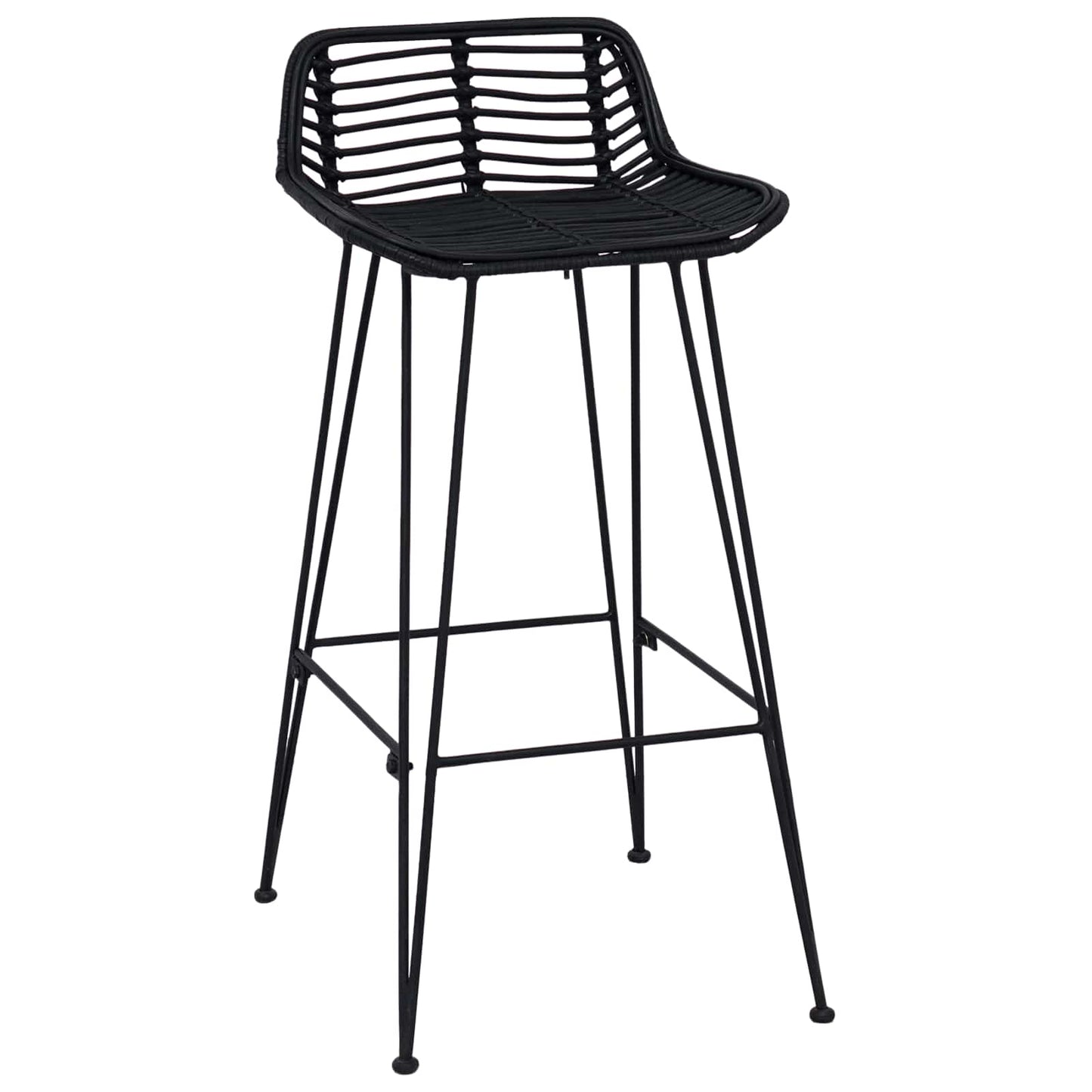 Barbænk 2 pcs Sort 44 x 46 x 91 cm Rattan og Stål
