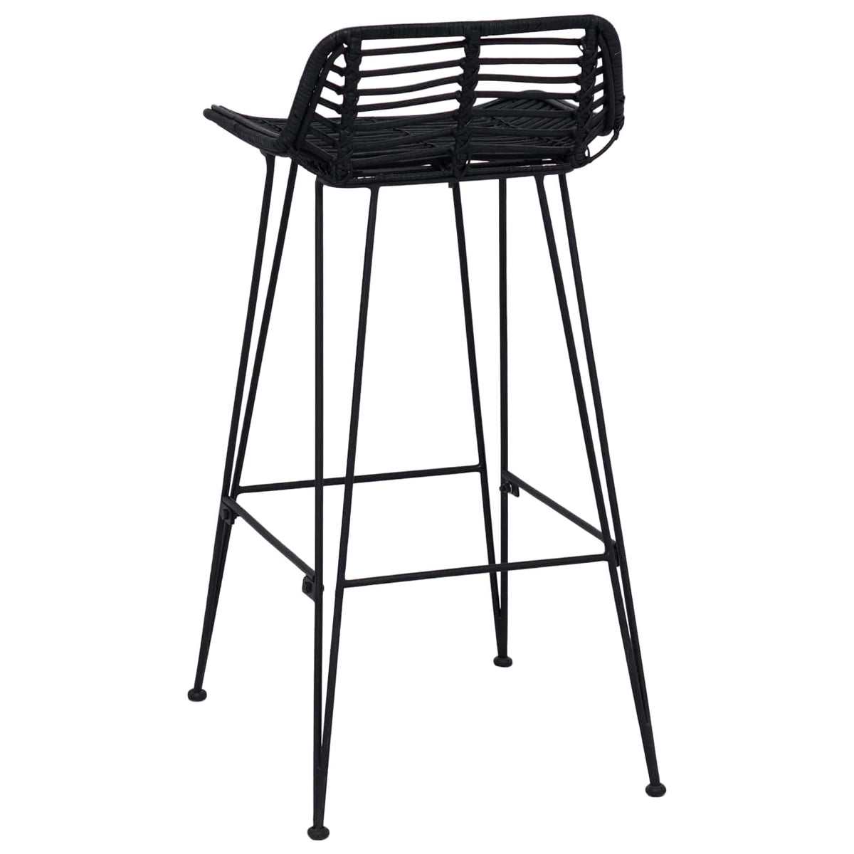 Barbænk 2 pcs Sort 44 x 46 x 91 cm Rattan og Stål