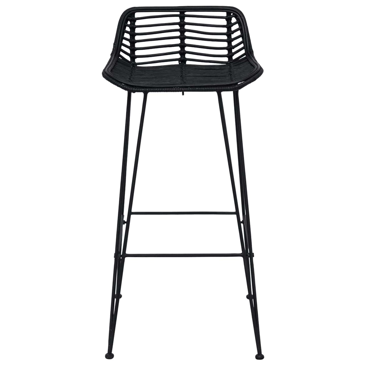 Barbænk 2 pcs Sort 44 x 46 x 91 cm Rattan og Stål