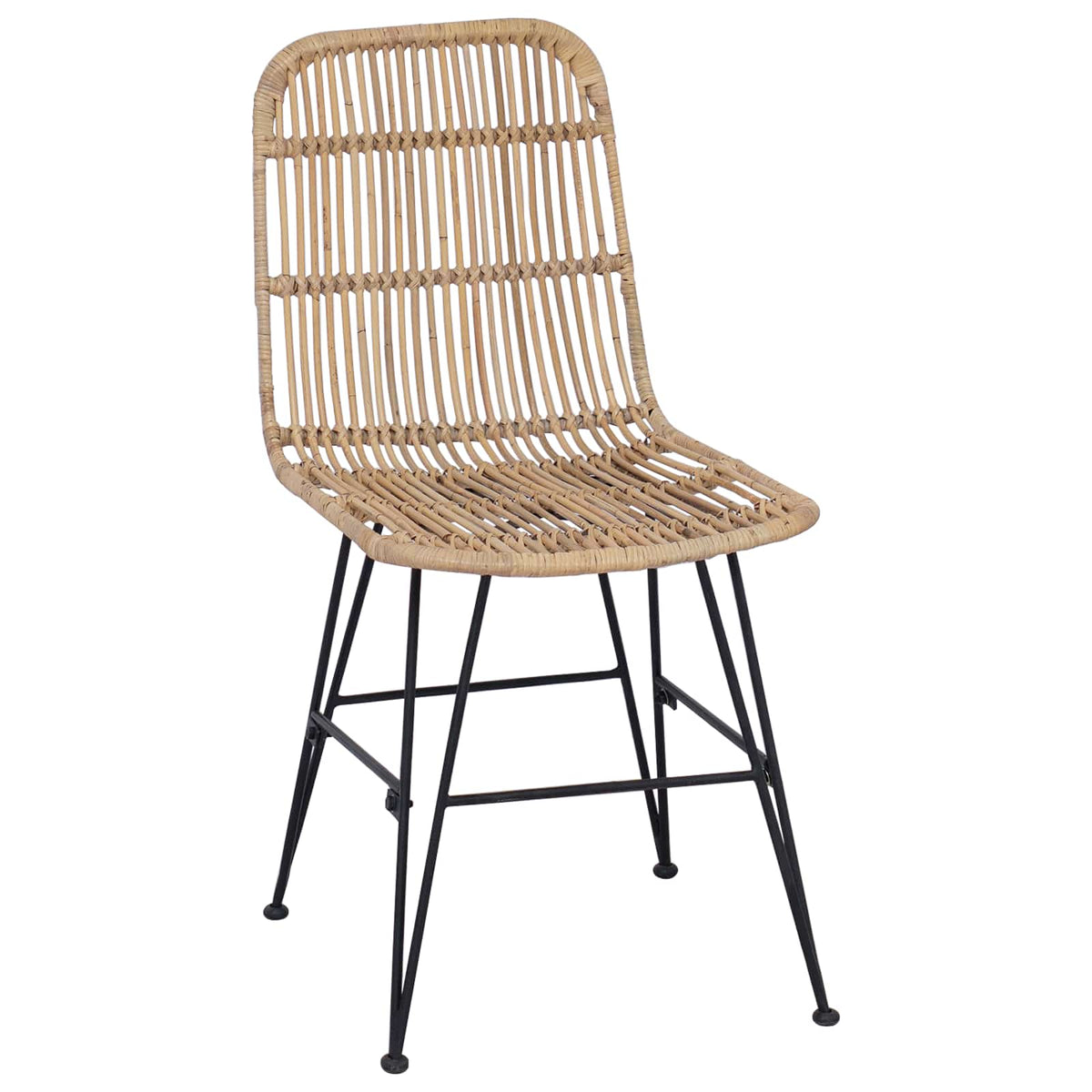 Spisestol 2 stk. Rattan og Stål Naturfarvet 41 x 55 x 85 cm