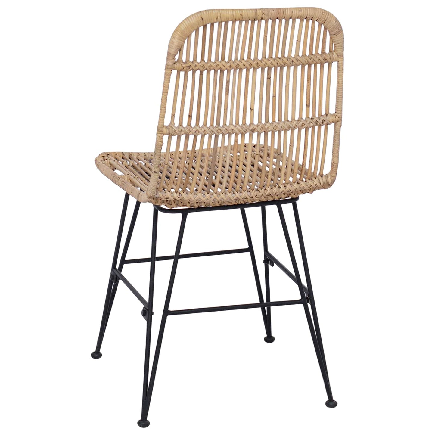 Spisestol 2 stk. Rattan og Stål Naturfarvet 41 x 55 x 85 cm