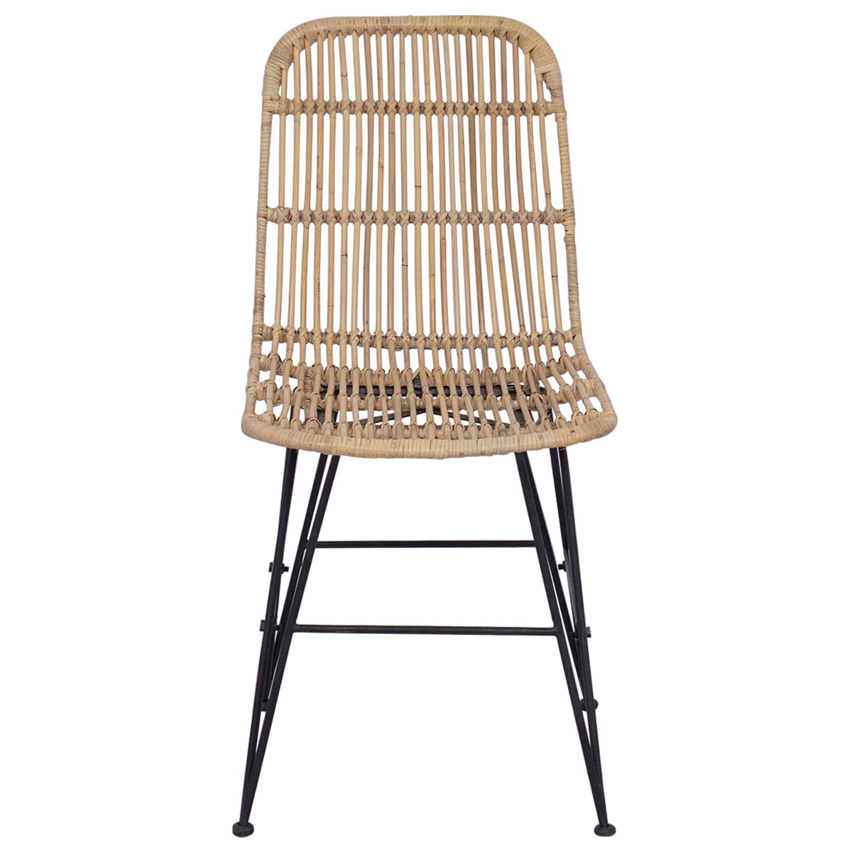 Spisestol 2 stk. Rattan og Stål Naturfarvet 41 x 55 x 85 cm