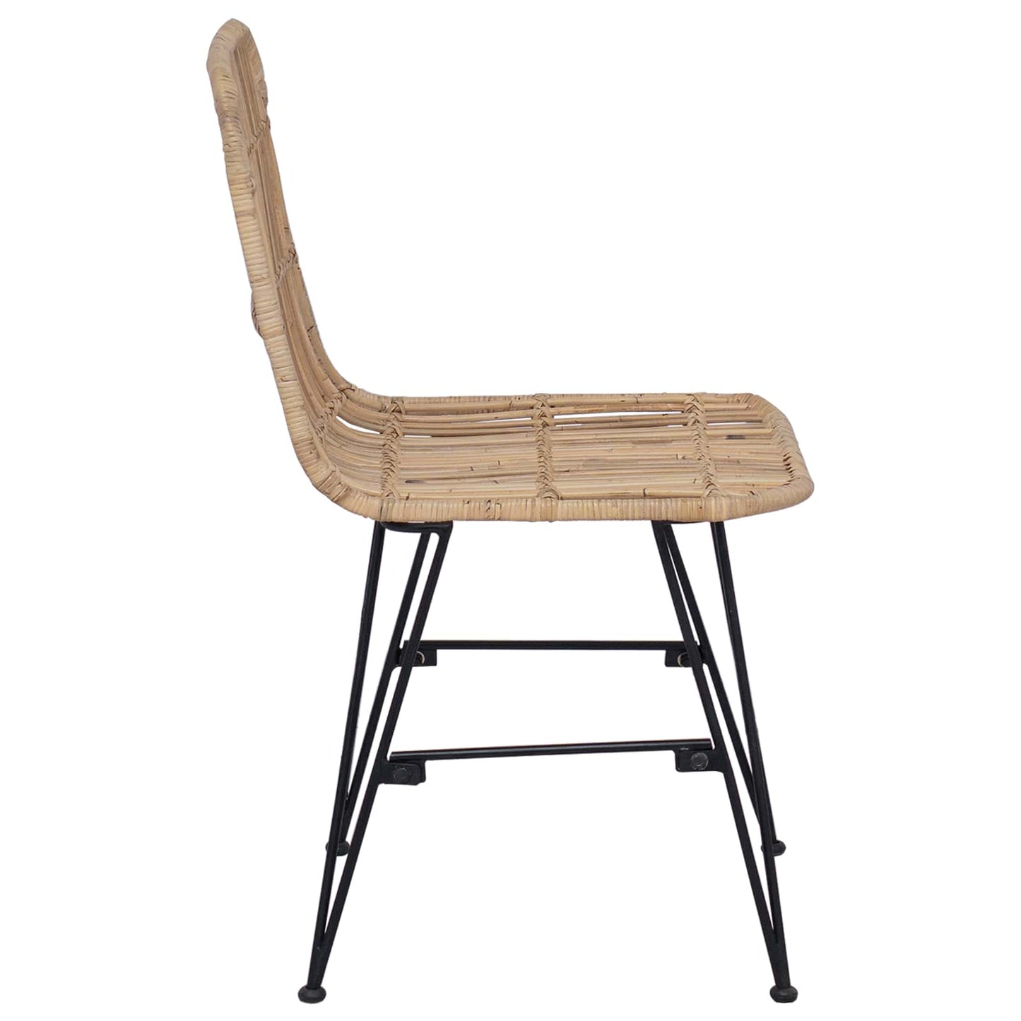 Spisestol 2 stk. Rattan og Stål Naturfarvet 41 x 55 x 85 cm