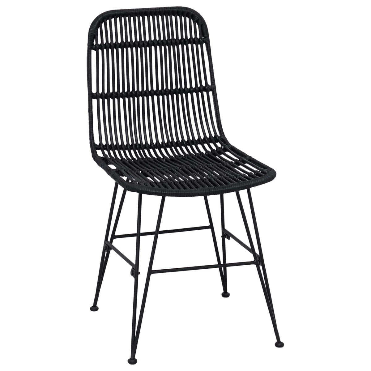 Spisestol 2 stk. Rattan og Stål Sort 41 x 55 x 85 cm