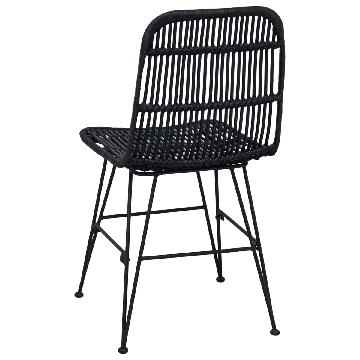 Spisestol 2 stk. Rattan og Stål Sort 41 x 55 x 85 cm