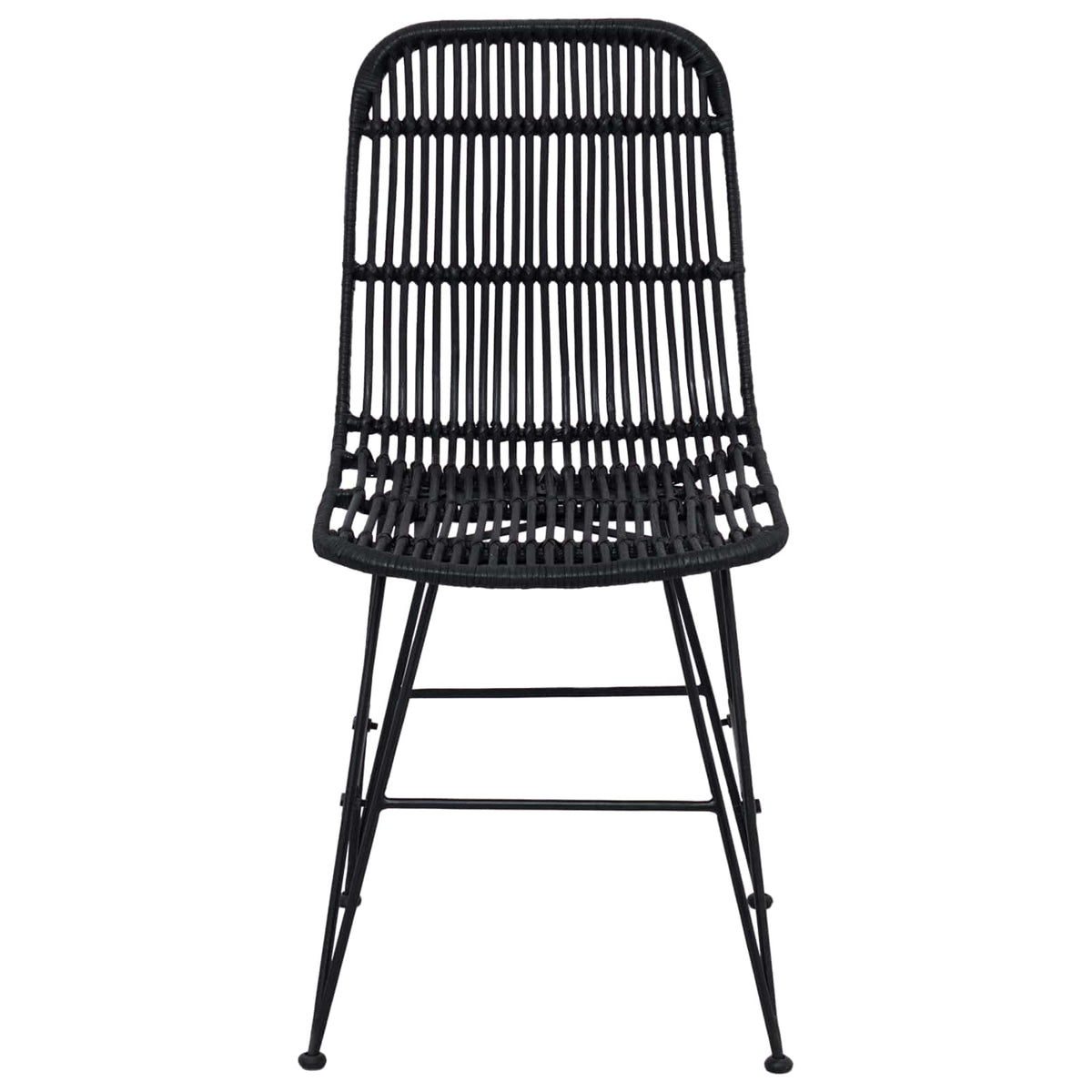 Spisestol 2 stk. Rattan og Stål Sort 41 x 55 x 85 cm