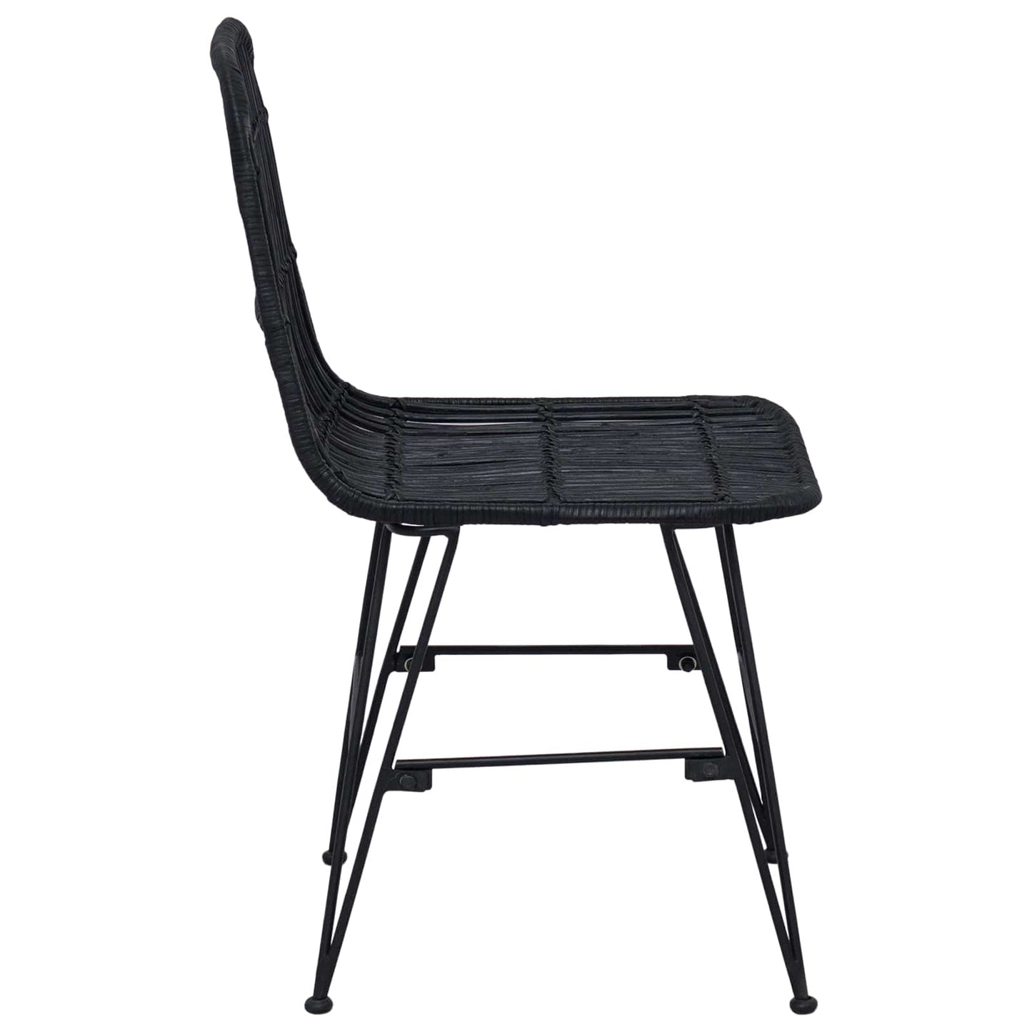 Spisestol 2 stk. Rattan og Stål Sort 41 x 55 x 85 cm
