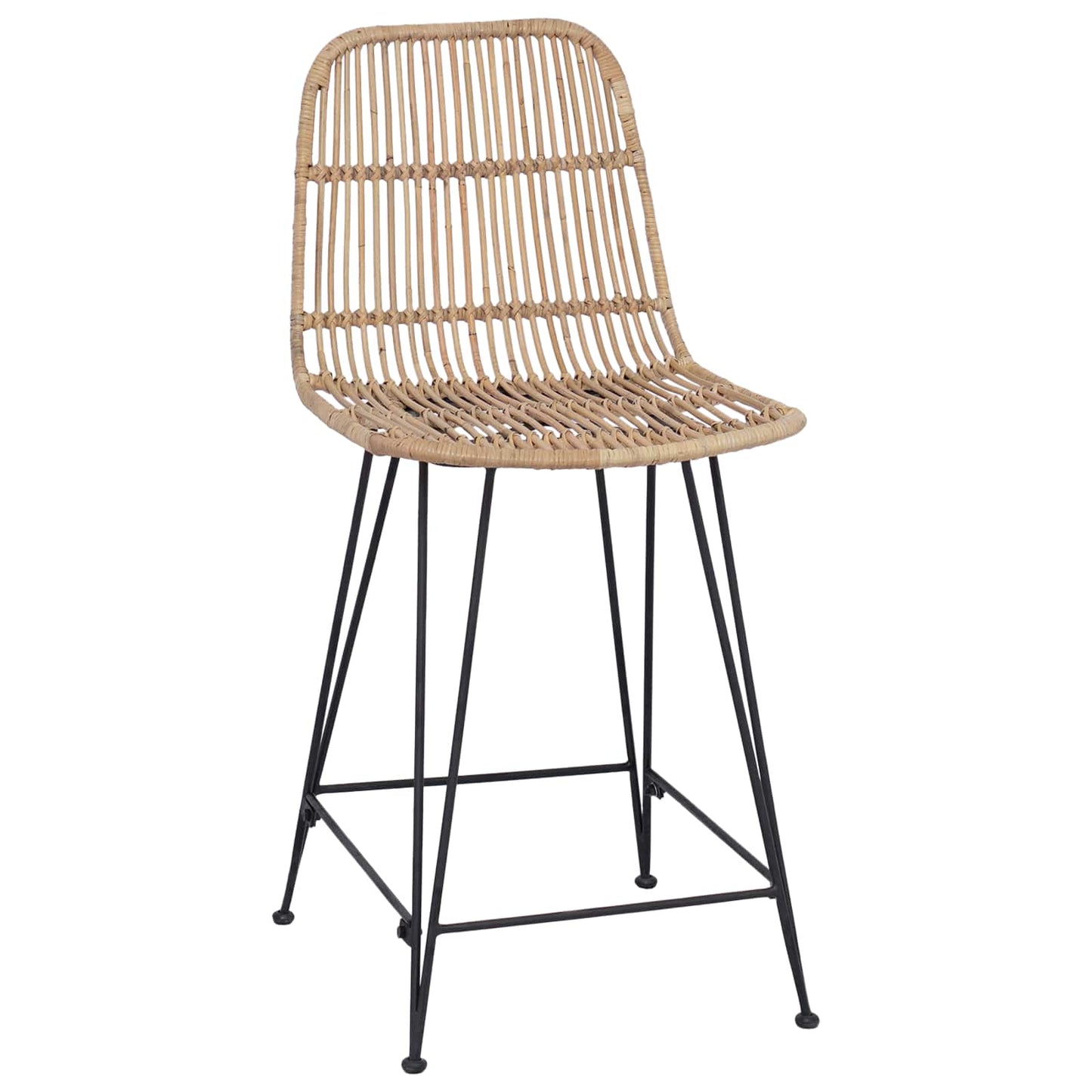 Barbænk 2 stk. Naturfarvet 44 x 54 x 96 cm Rattan og Stål