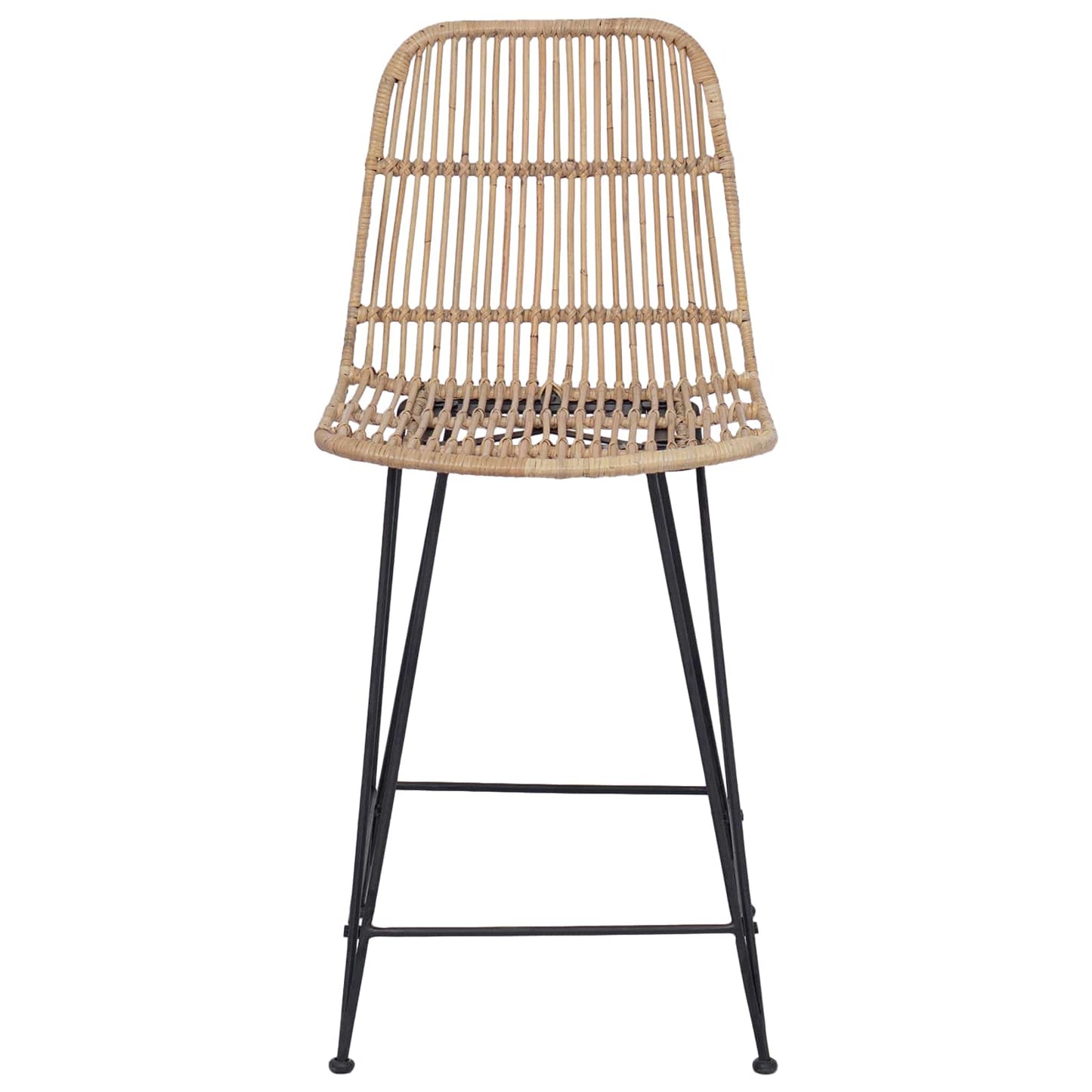 Barbænk 2 stk. Naturfarvet 44 x 54 x 96 cm Rattan og Stål