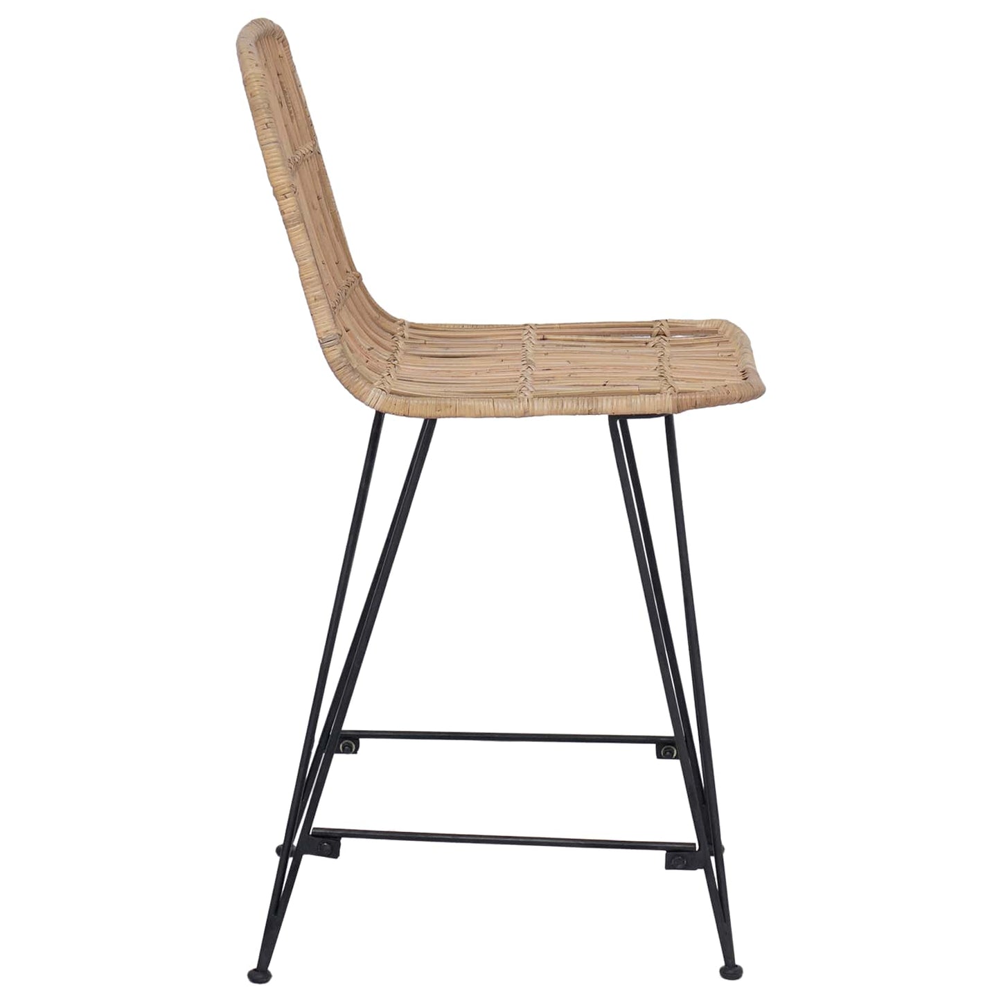 Barbænk 2 stk. Naturfarvet 44 x 54 x 96 cm Rattan og Stål