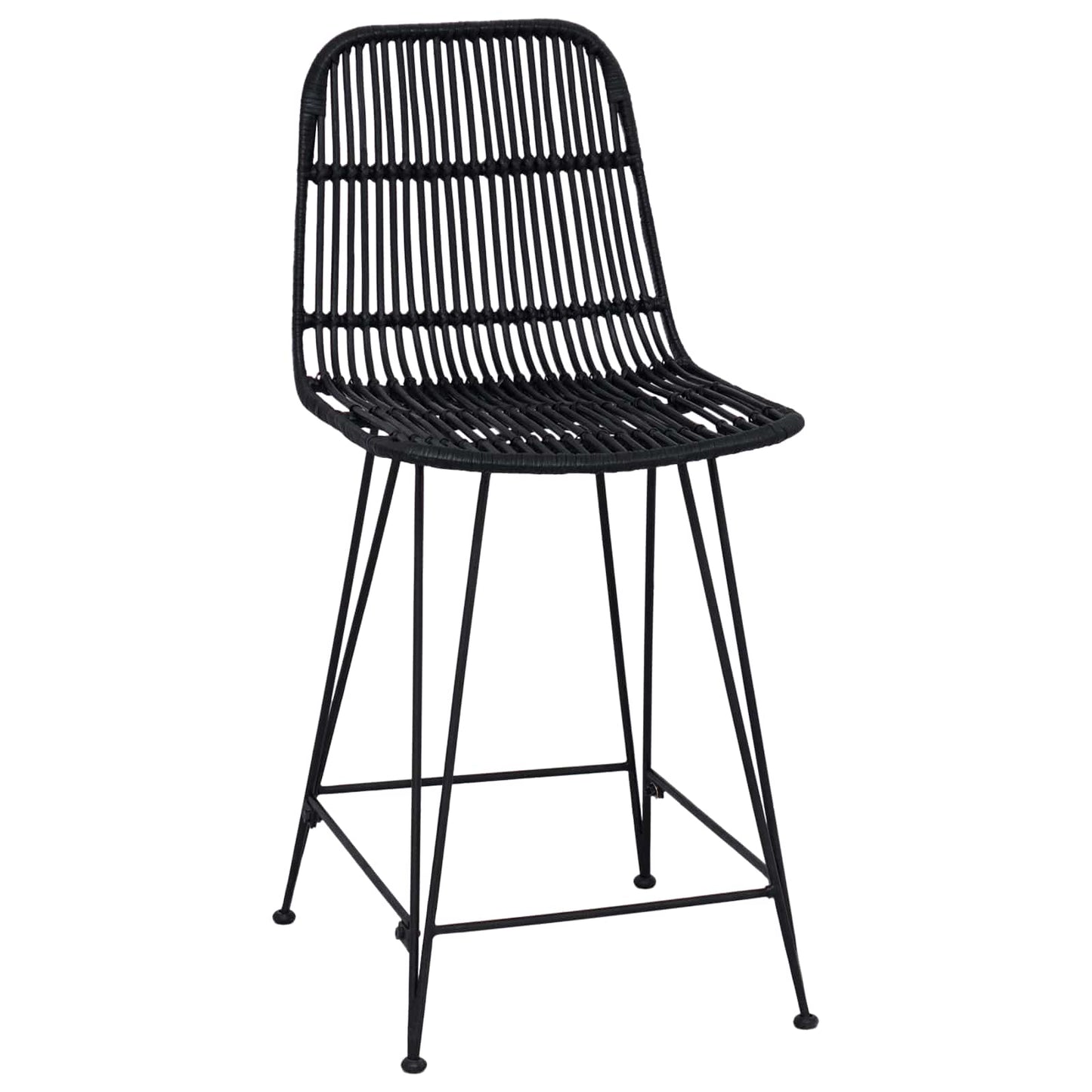 Barbænk 2 stk. Sort 44 x 54 x 96 cm Rattan og Stål