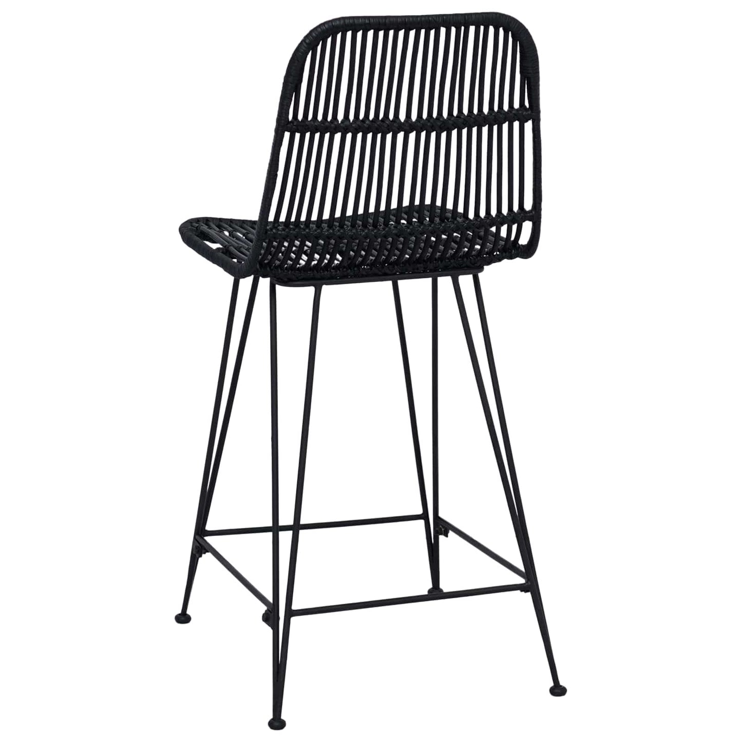 Barbænk 2 stk. Sort 44 x 54 x 96 cm Rattan og Stål