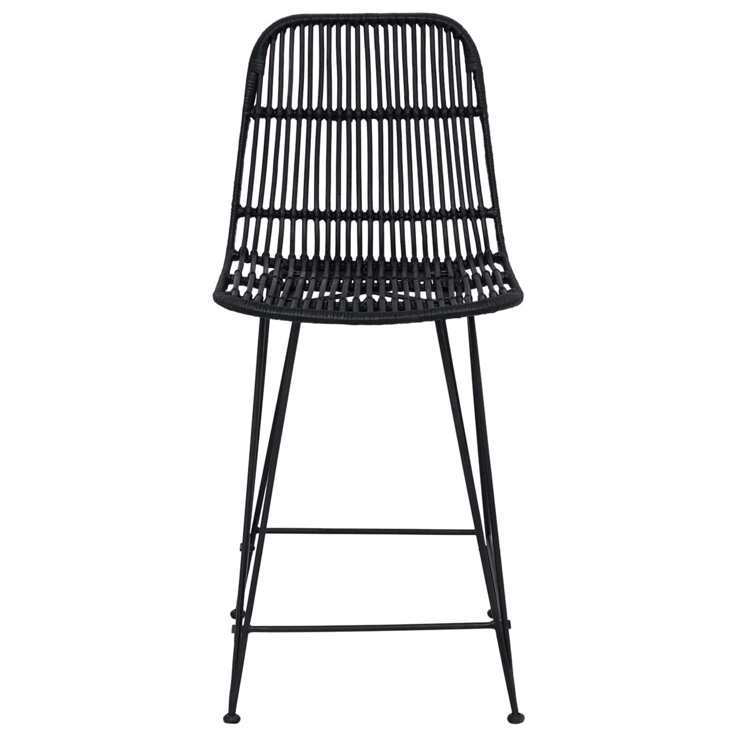 Barbænk 2 stk. Sort 44 x 54 x 96 cm Rattan og Stål