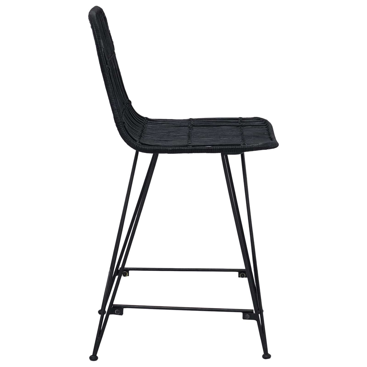 Barbænk 2 stk. Sort 44 x 54 x 96 cm Rattan og Stål