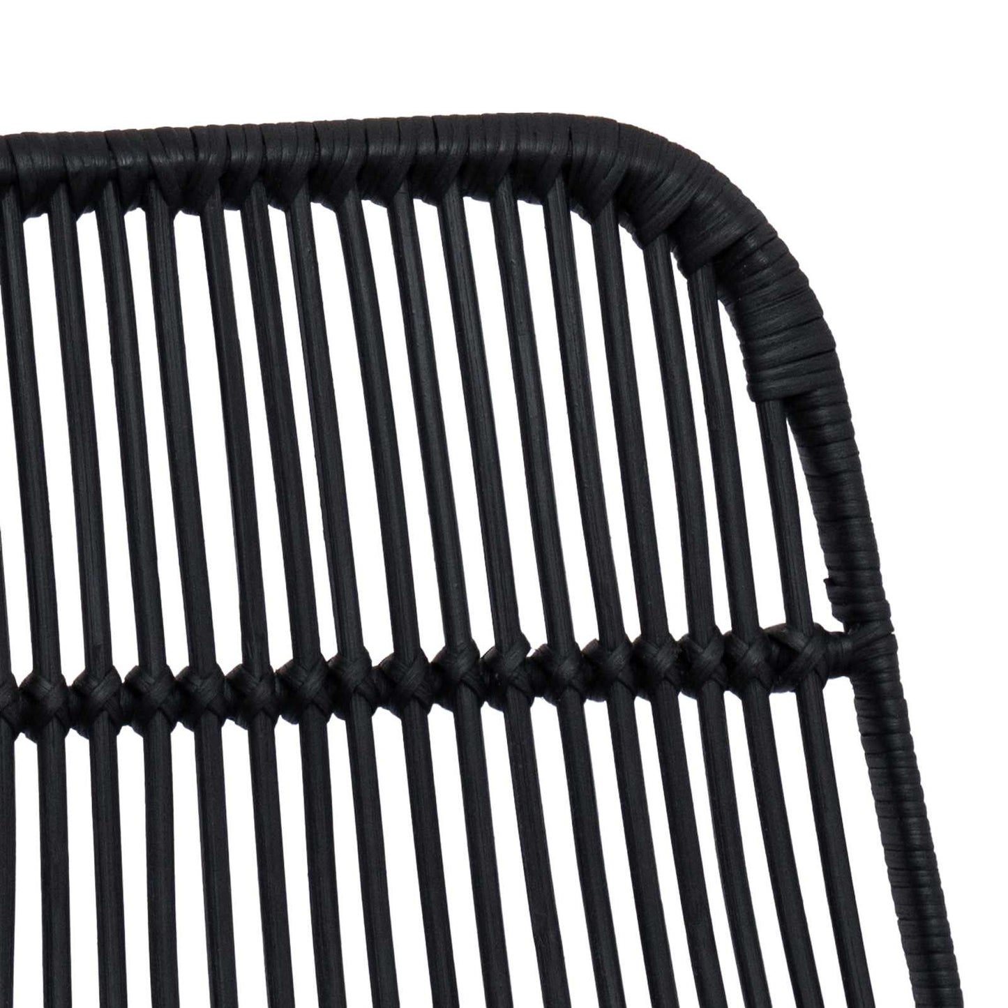 Barbænk 2 stk. Sort 44 x 55 x 109 cm Rattan og Stål