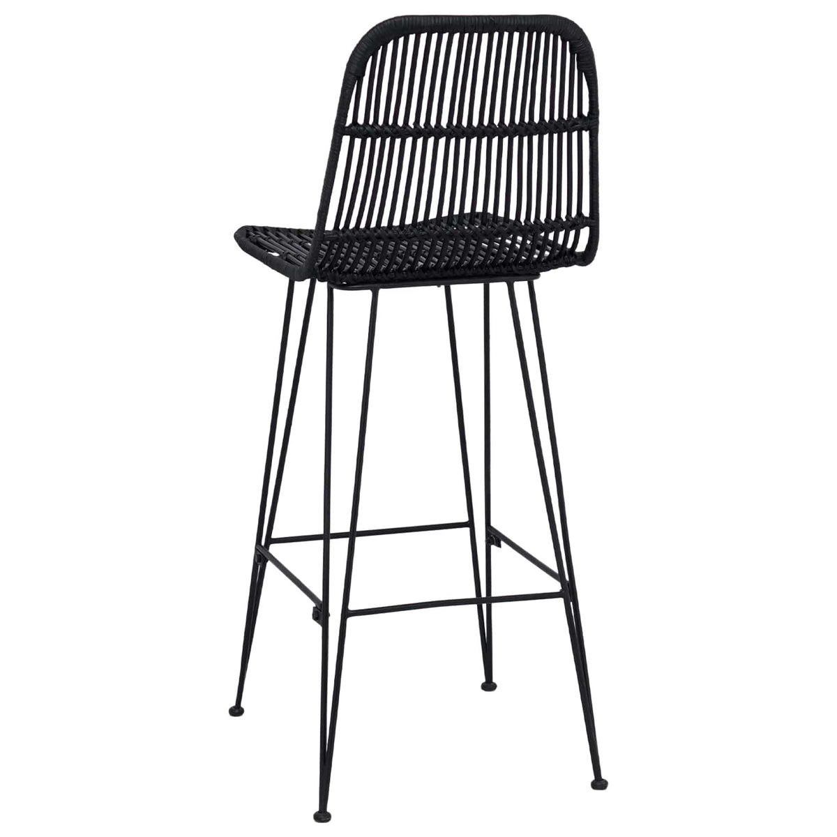 Barbænk 2 stk. Sort 44 x 55 x 109 cm Rattan og Stål