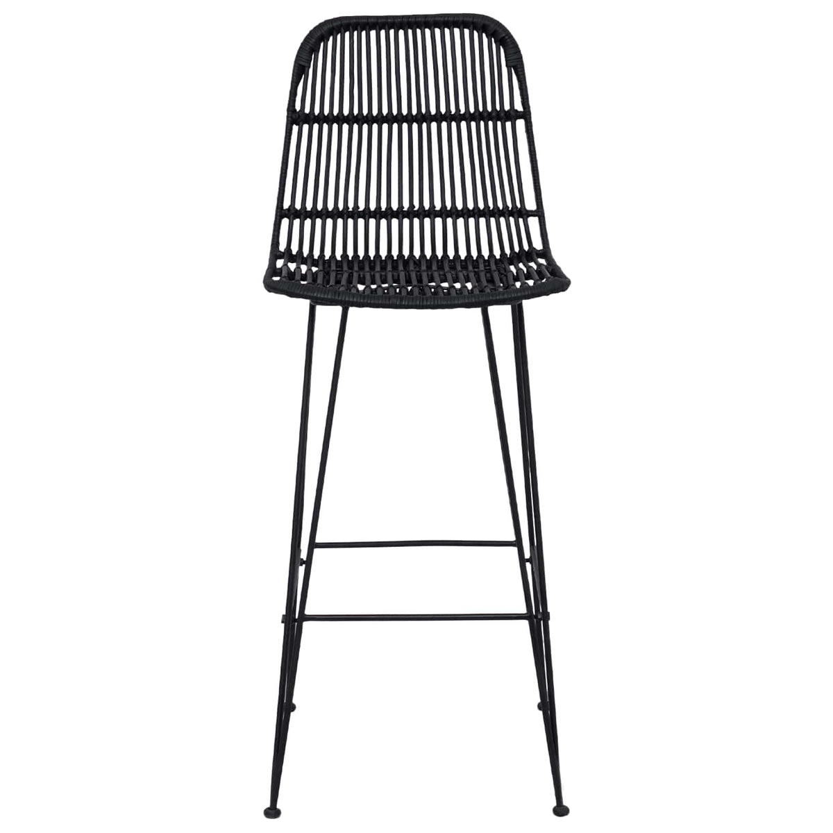 Barbænk 2 stk. Sort 44 x 55 x 109 cm Rattan og Stål
