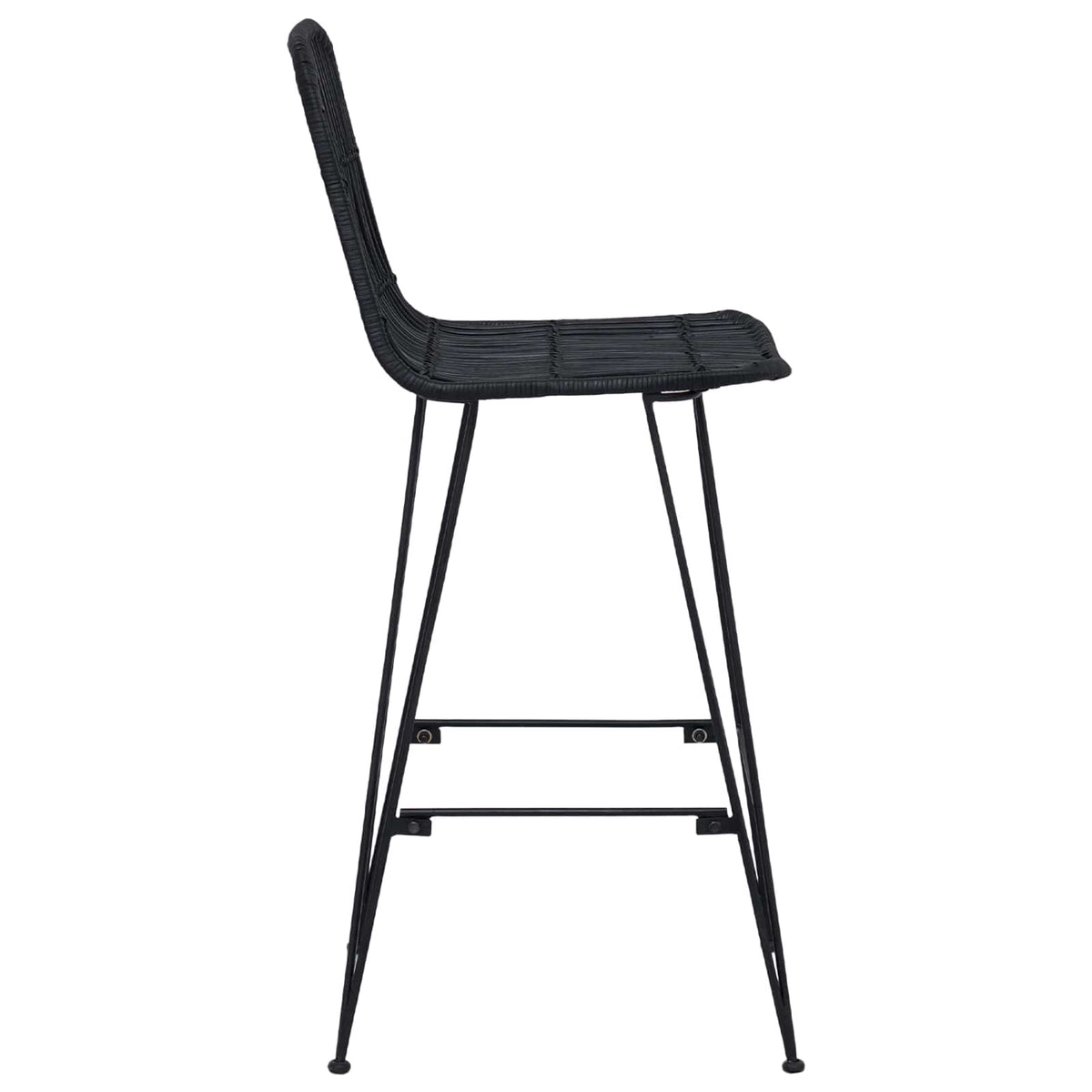 Barbænk 2 stk. Sort 44 x 55 x 109 cm Rattan og Stål
