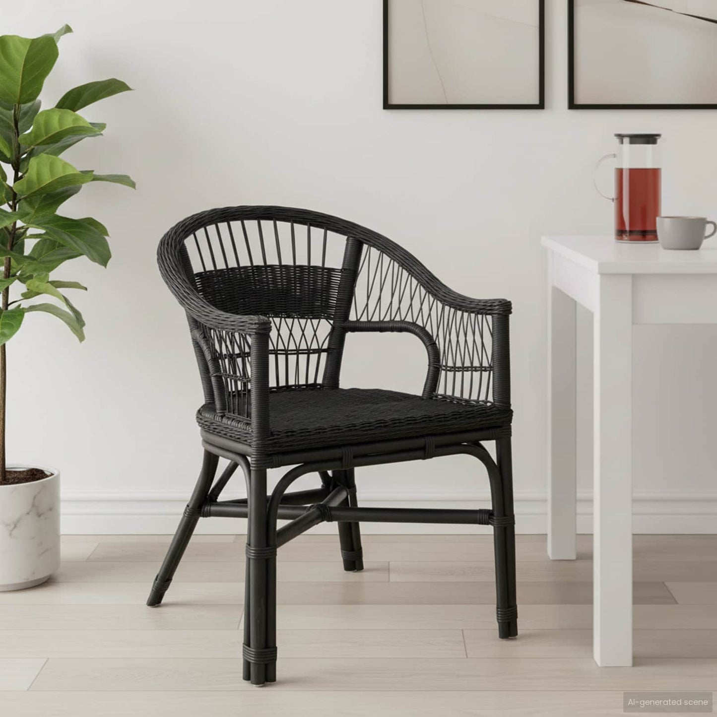 Staplestol Rattan Sort 60 x 60 x 81 cm
