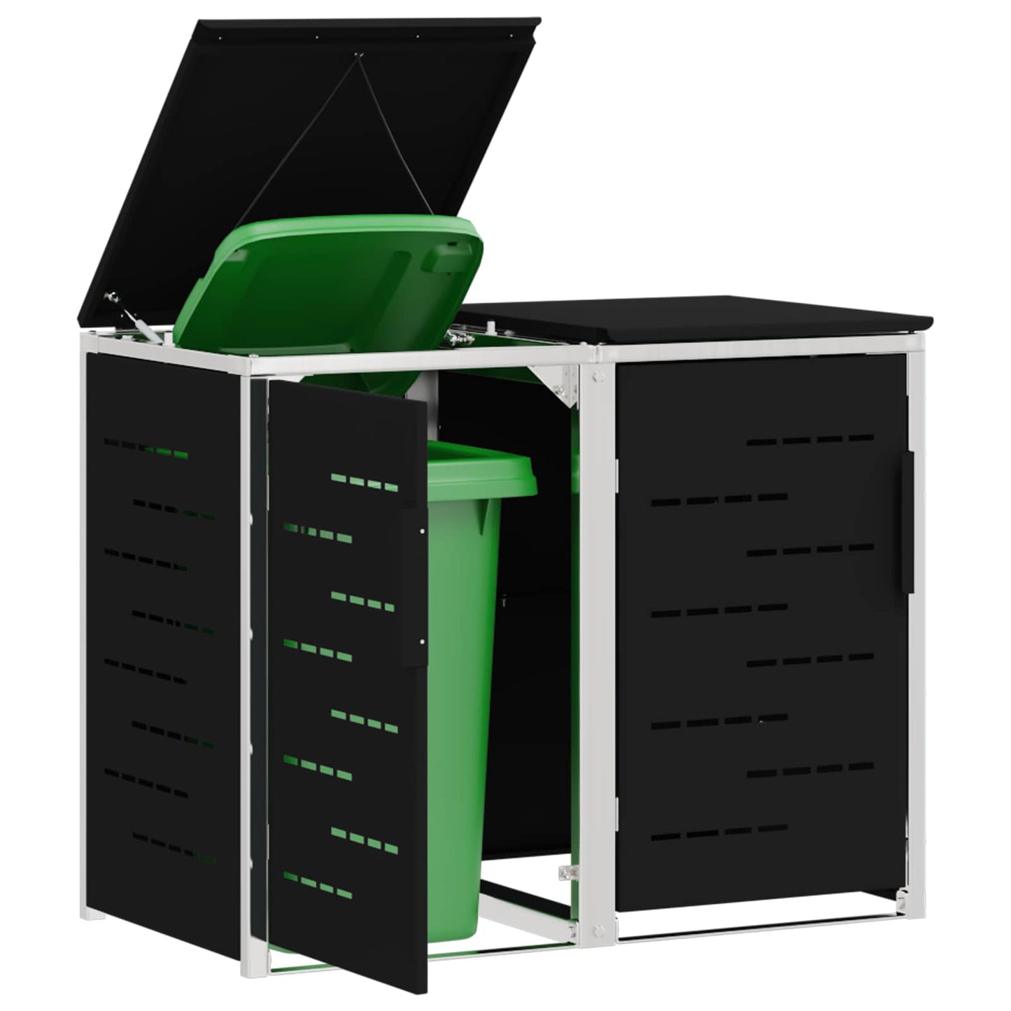 Skraldespand opbevaring for 2 Bins 240L Rustfrit stål Sort