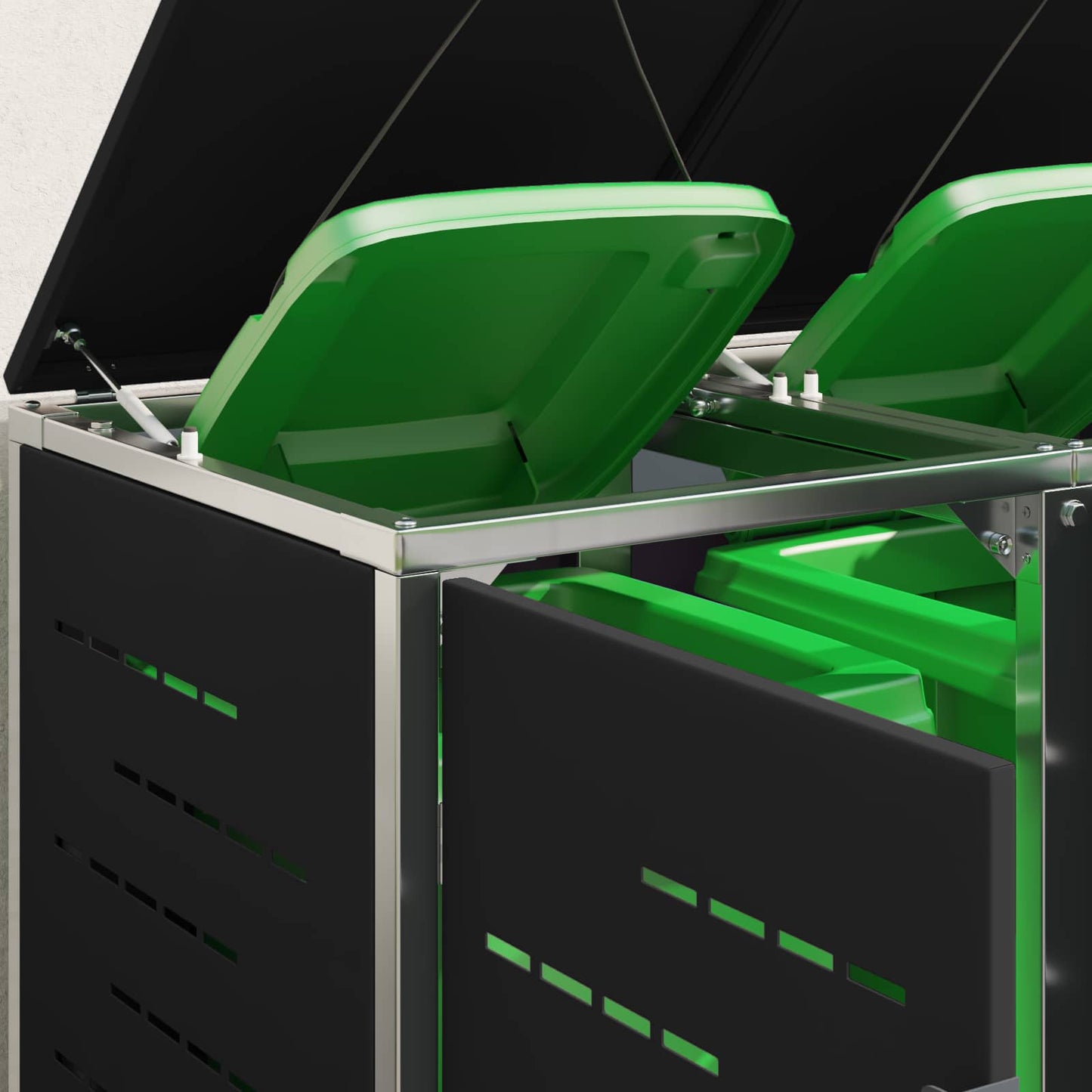 Skraldespand opbevaring for 3 Bins 240L Rustfrit stål Sort