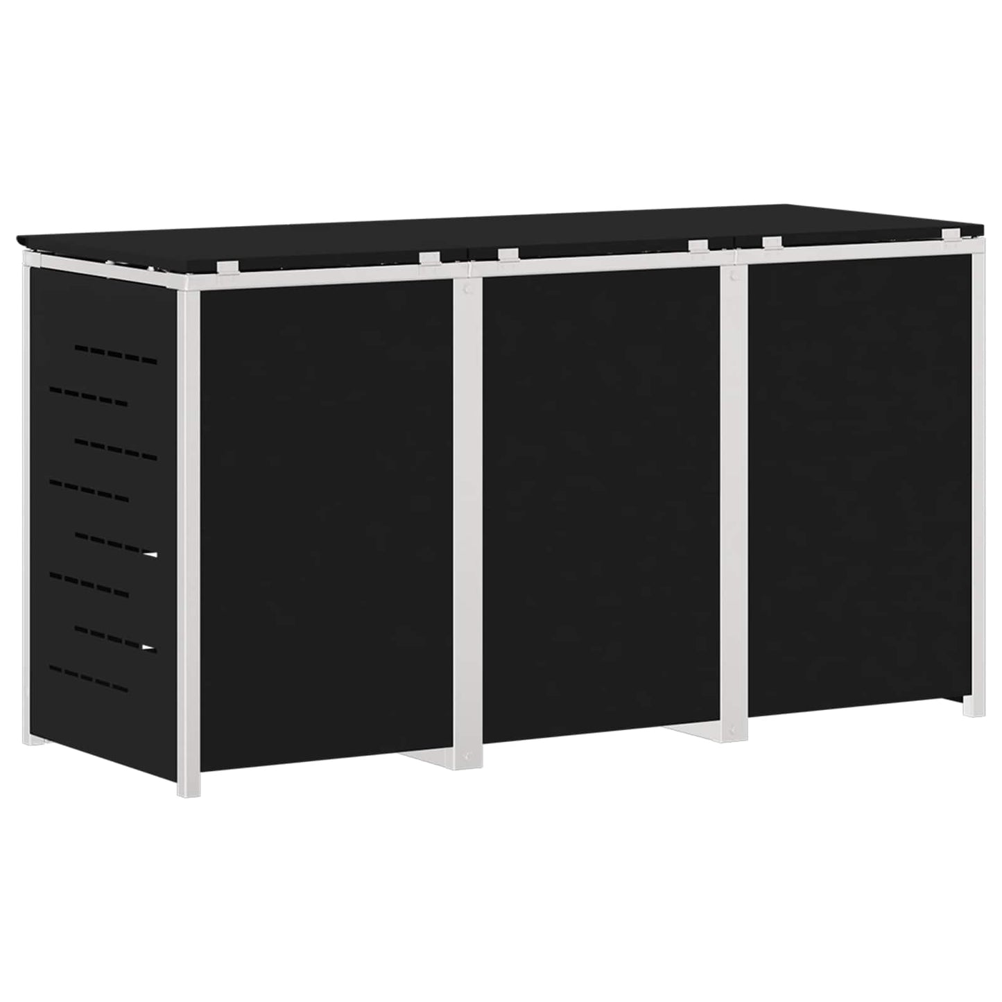 Skraldespand opbevaring for 3 Bins 240L Rustfrit stål Sort