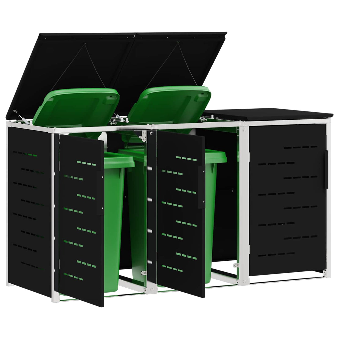 Skraldespand opbevaring for 3 Bins 240L Rustfrit stål Sort