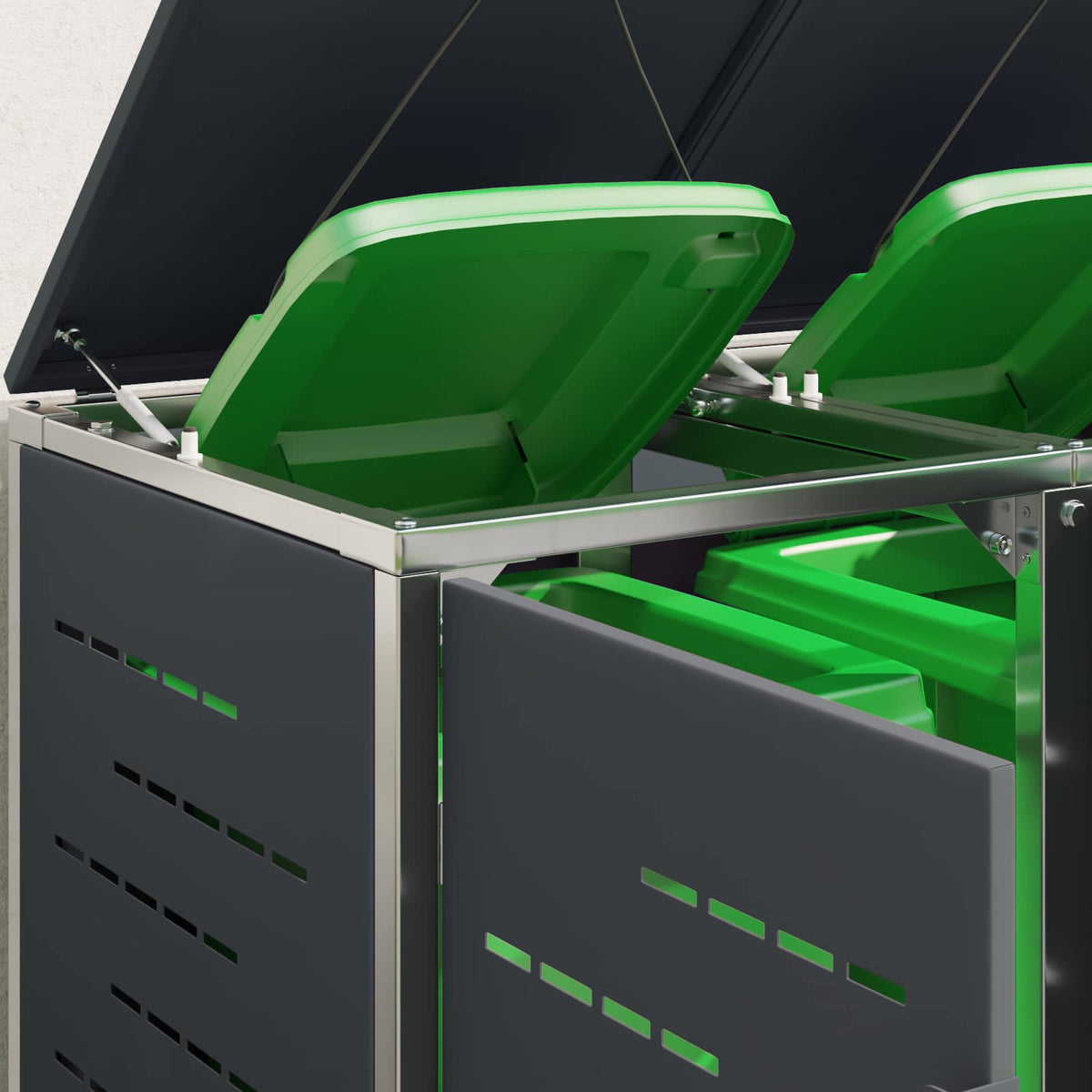 Skraldespand opbevaring for 4 Bins 240L Rustfrit stål Antracit