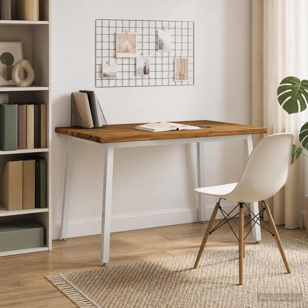 90 x 55 x 75 cm Massivt Akacietræ Natur og hvid Rektangulær
