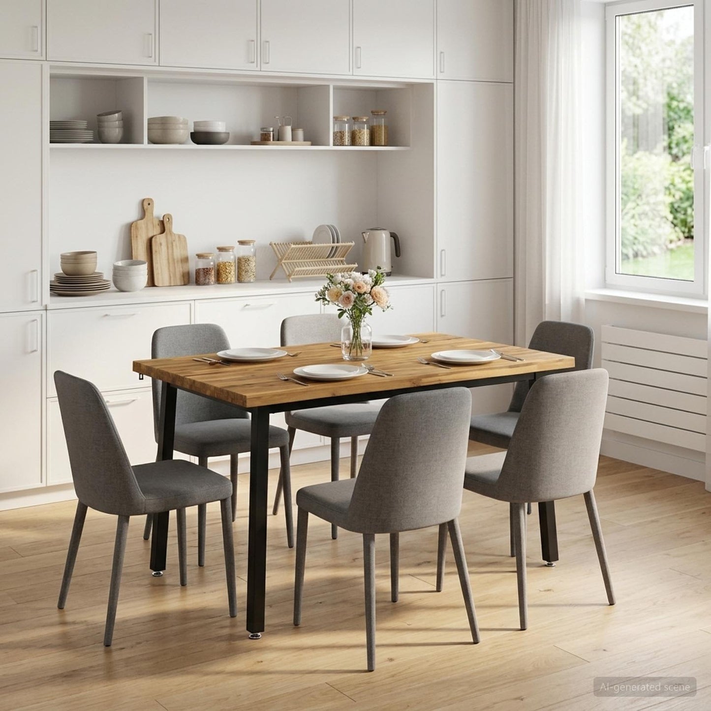 110 x 55 x 75 cm Massivt Akacietræ Hvid og sort Rektangulær