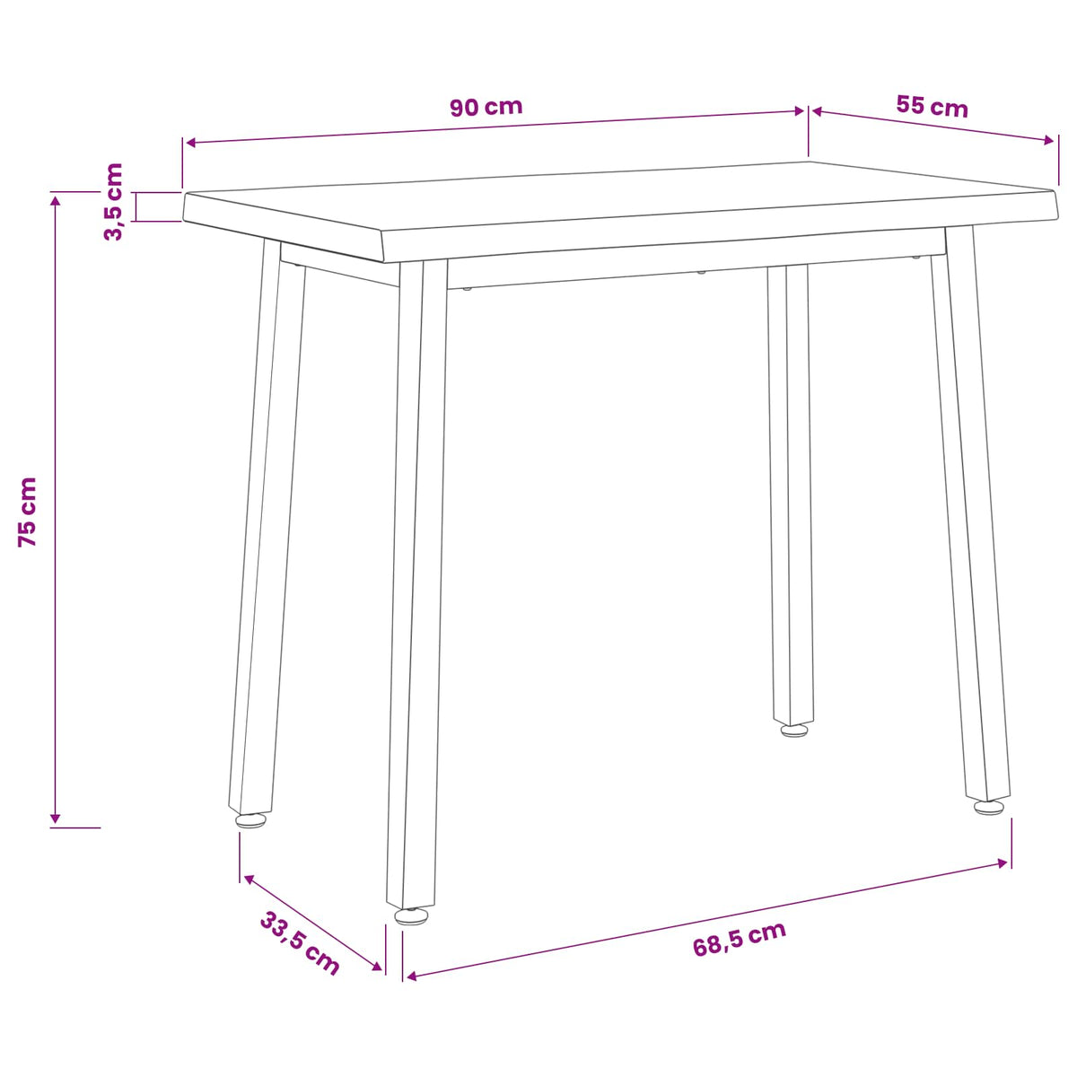 90 x 55 x 75 cm Massivt Akacietræ Hvid Rektangulær