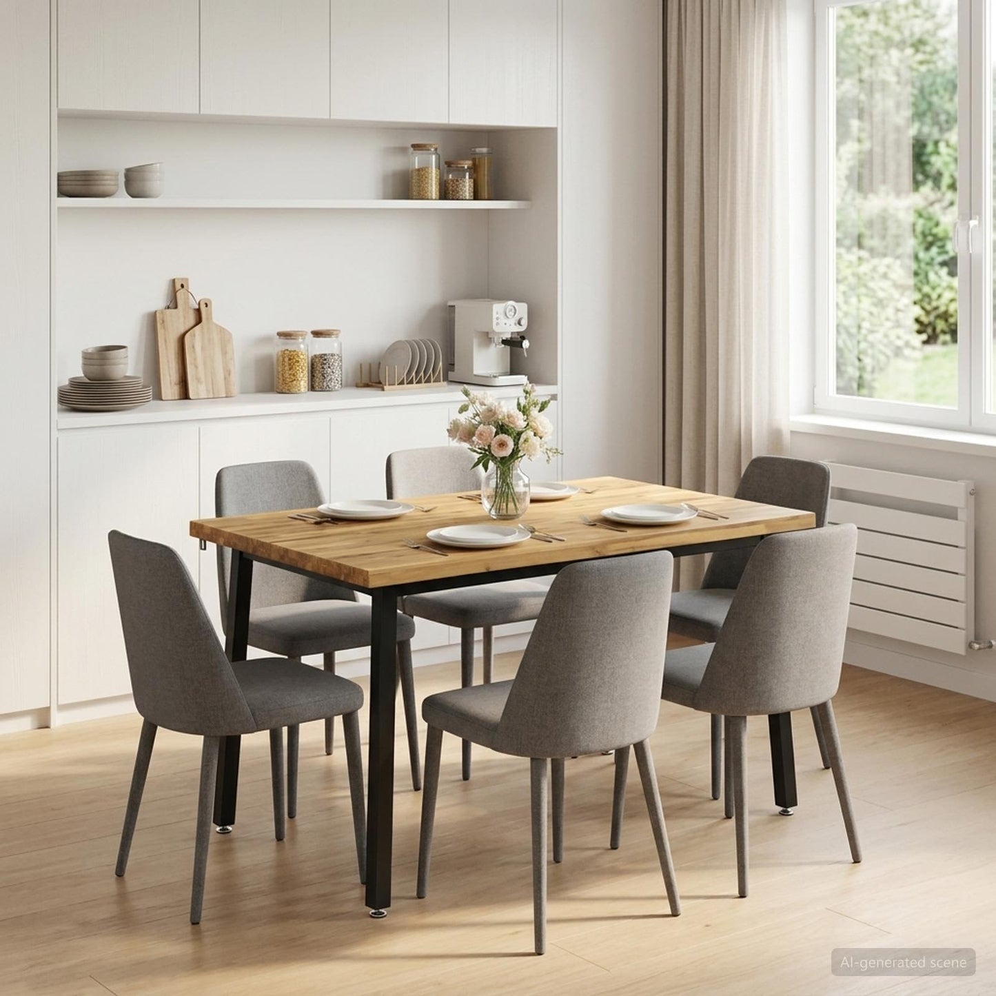 120 x 90 x 75 cm Massivt Akacietræ Hvid og sort Rektangulær