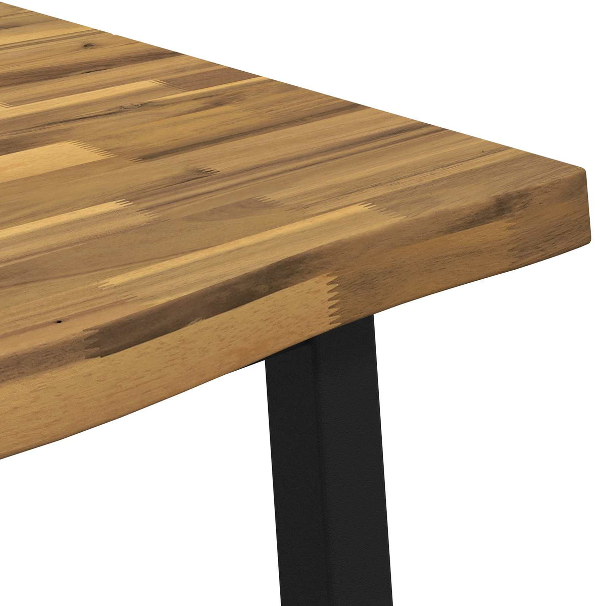 140 x 80 x 75 cm Massivt Akacietræ Hvid og sort Rektangulær