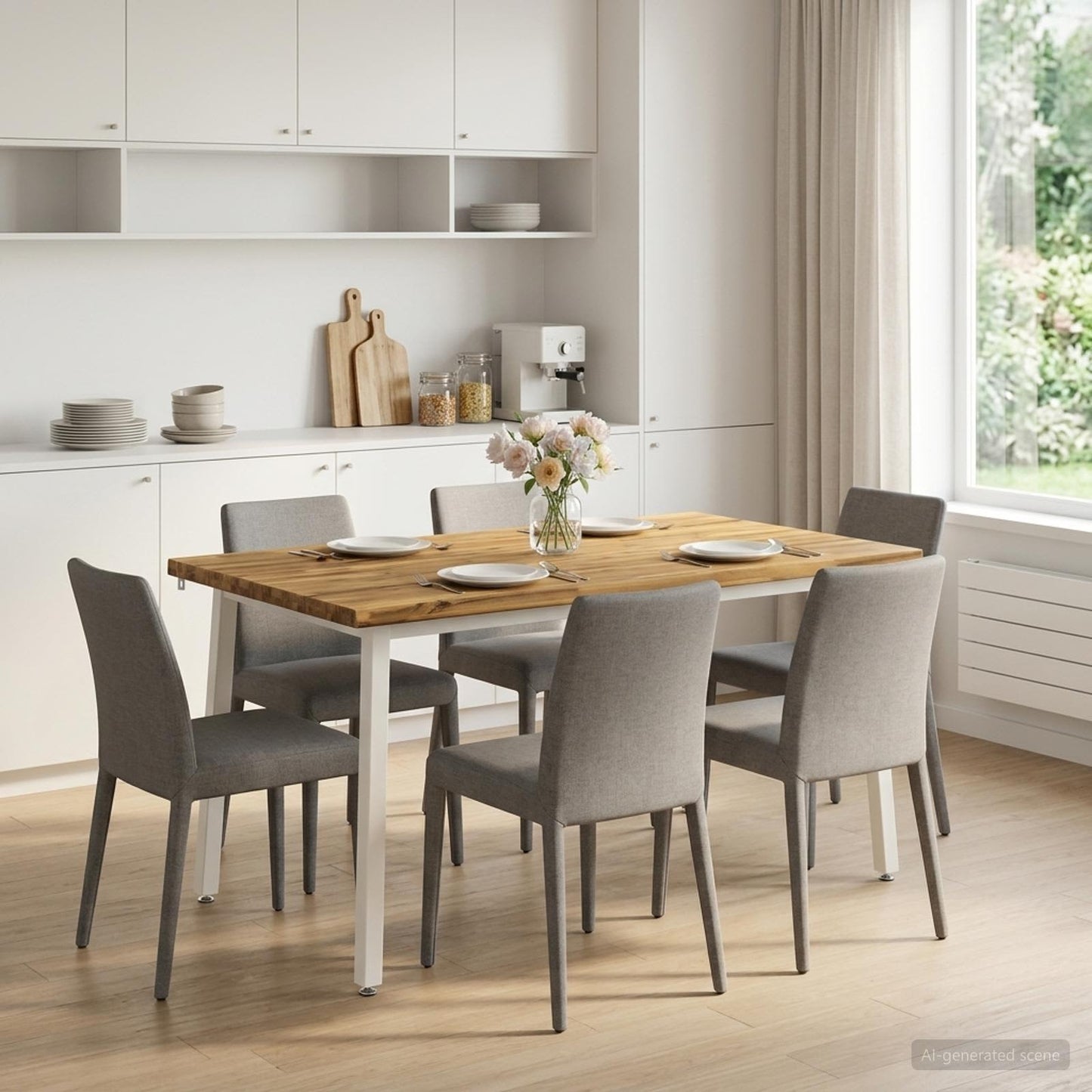 140 x 80 x 75 cm Massivt Akacietræ Hvid Rektangulær
