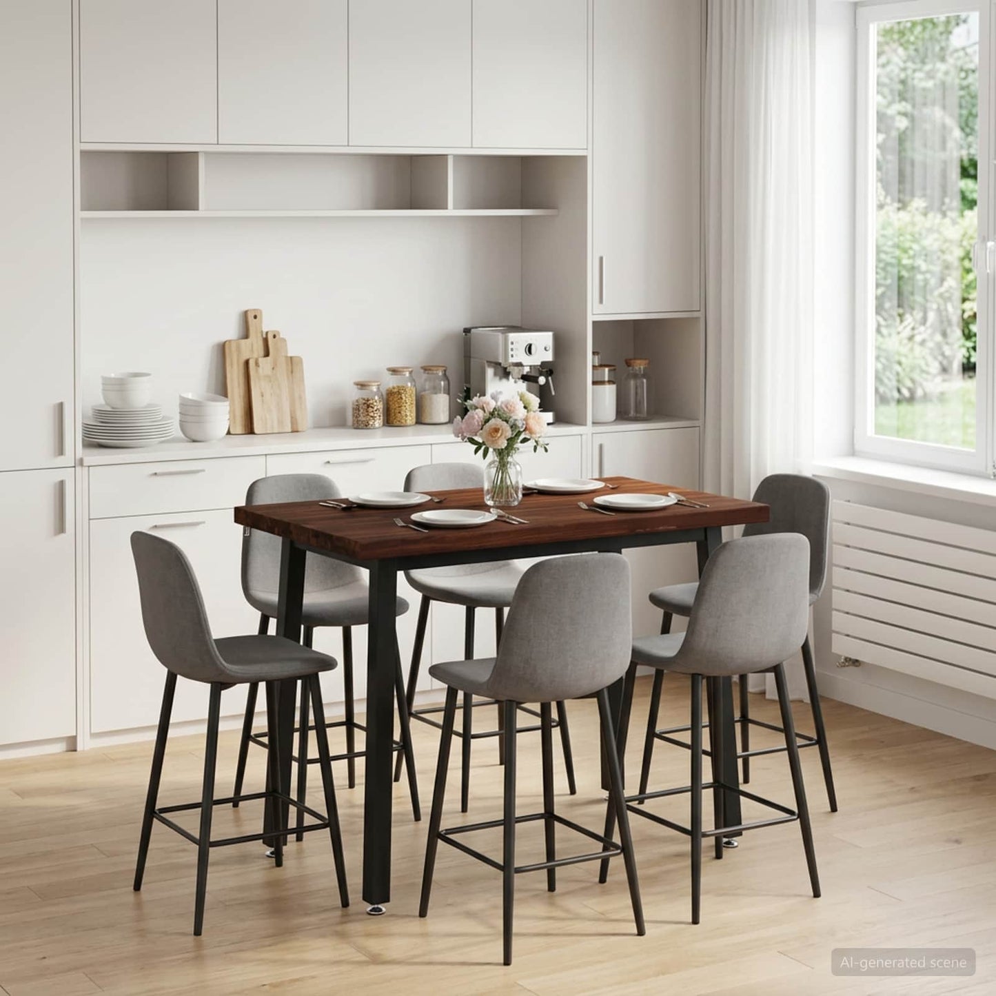 90 x 55 x 75 cm Massivt Akacietræ Mørkebrun og Sort Rektangulær