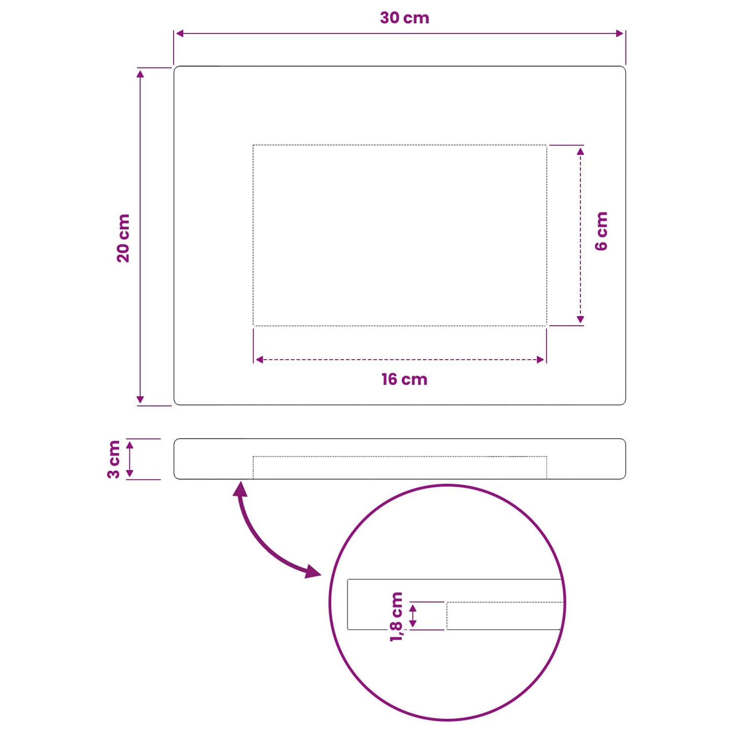 Rektangulært Bordplade 90 x 50 x 3,5 cm Rektangulær Hvid
