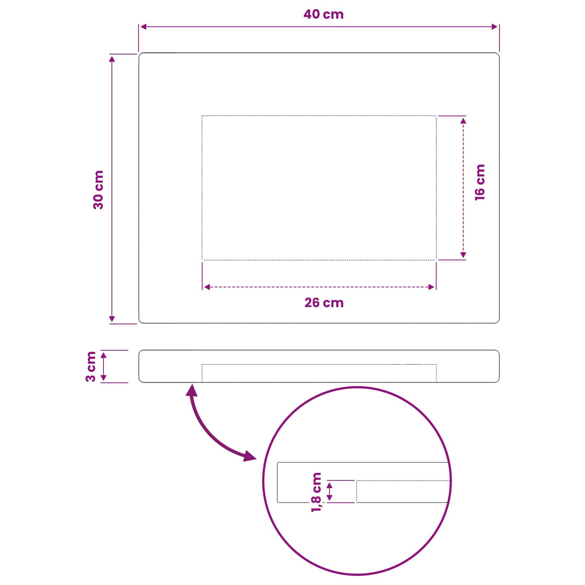 Rektangulært Bordplade 90 x 50 x 3,5 cm Rektangulær Hvid