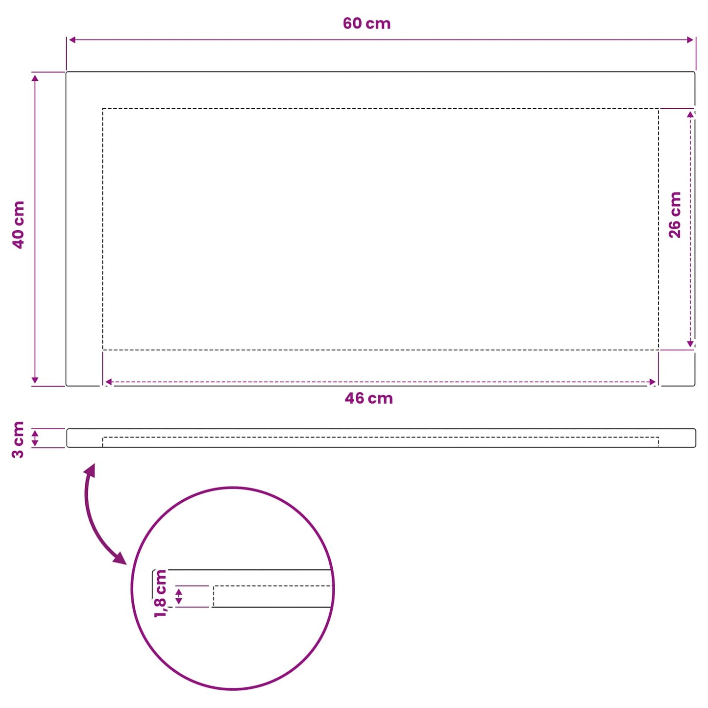Rektangulært Bordplade 90 x 50 x 3,5 cm Rektangulær Mørk Brun