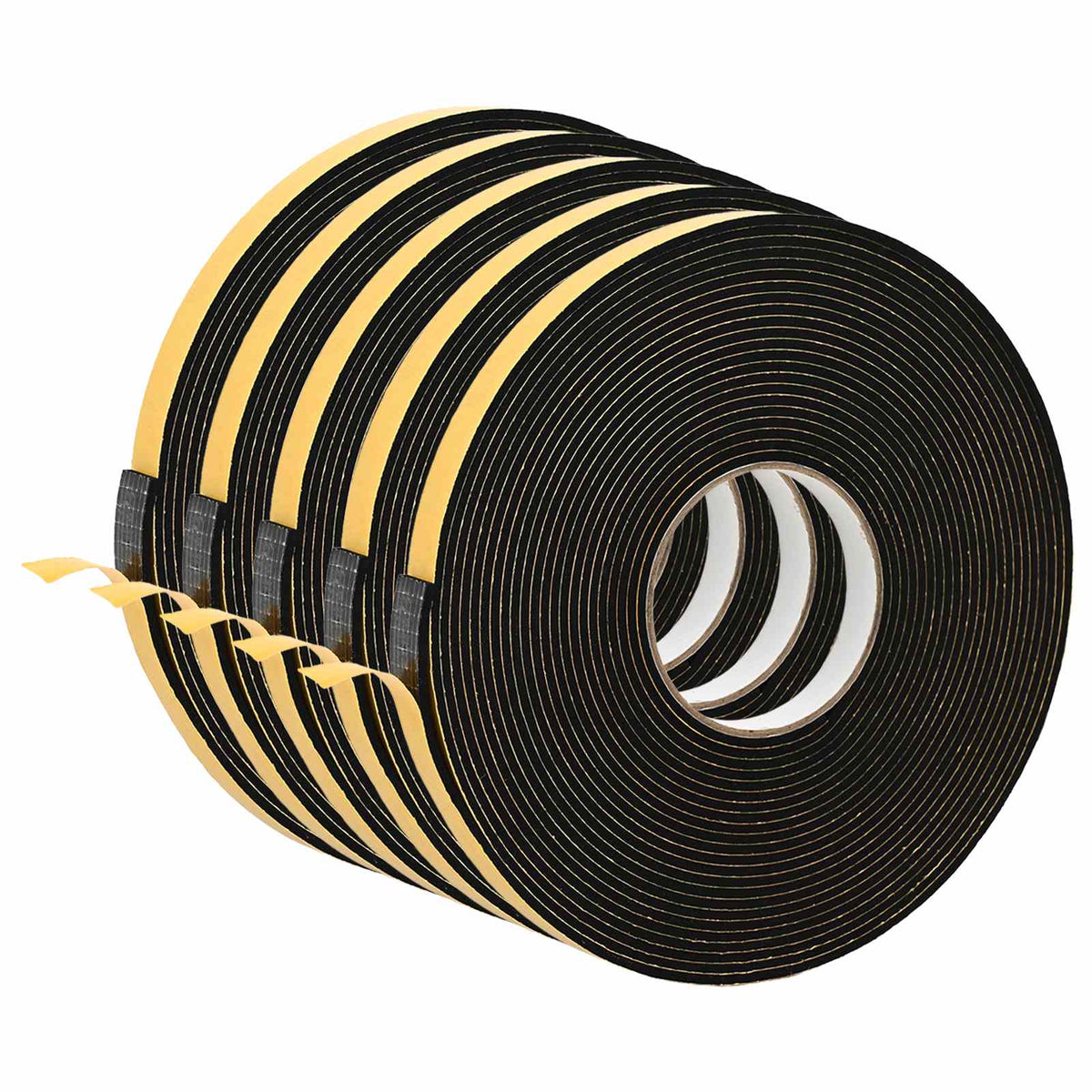 Selvklæbende skum tape 5 stk. Sort 10 mm x 10 m CR Skum